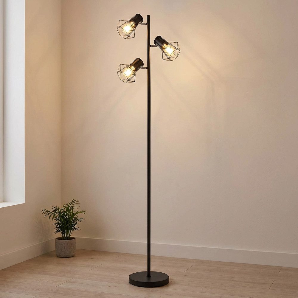 GLOBO LIGHTING LED Stehlampe, Leuchtmittel inklusive, Warmweiß, LED Stehleuchte Stehlampe Industrial Stil Wohnzimmerleuchte 3 flammig