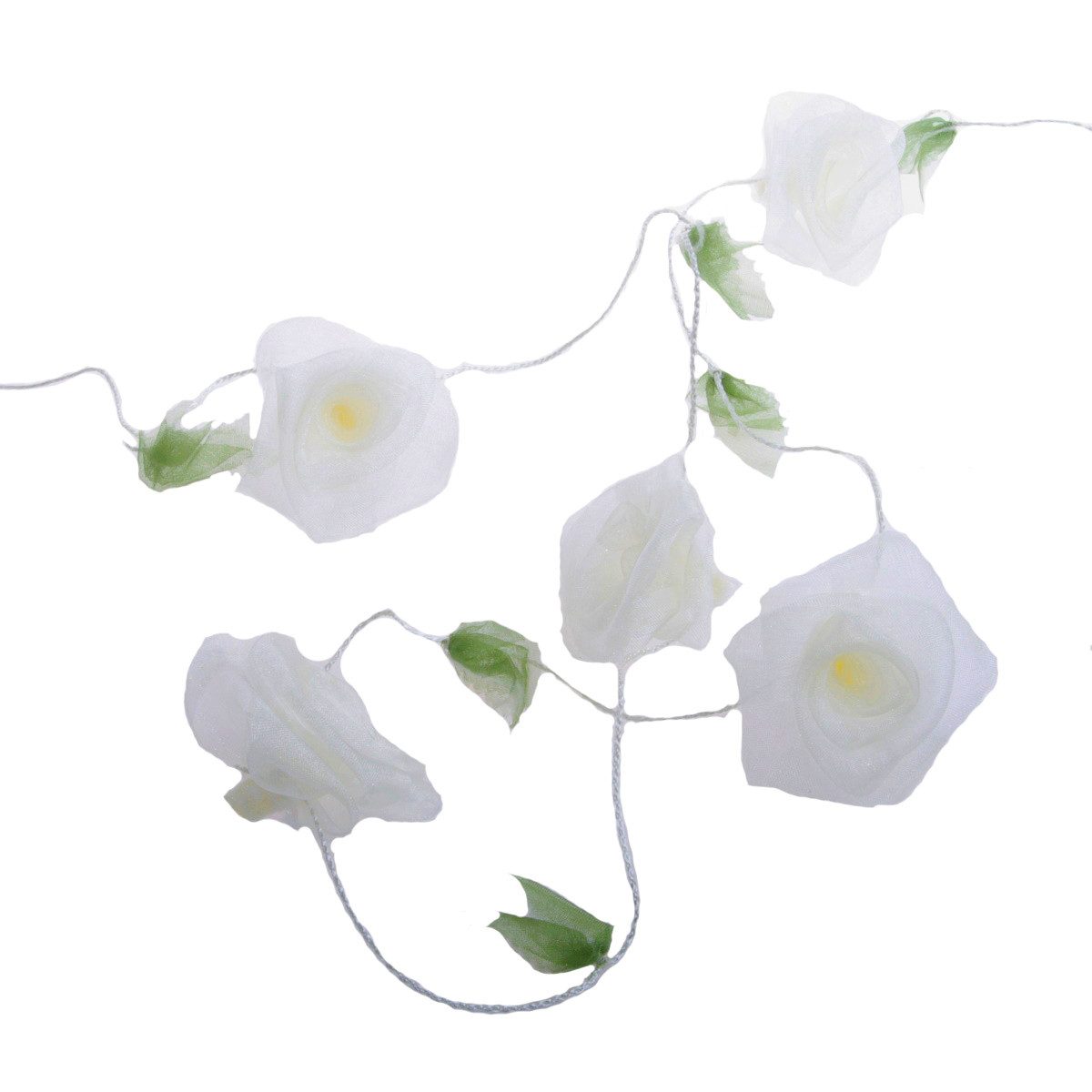 Deko AS Dekoobjekt Rosengirlande mit weißen Organzarosen - 2,5 m - 93122 00