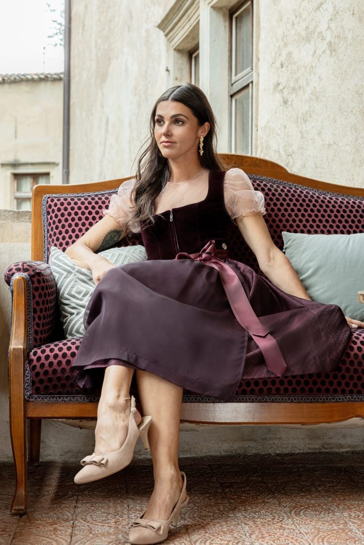 MarJo Dirndl Dirndl Bidingen 65cm Länge pflaume günstig online kaufen