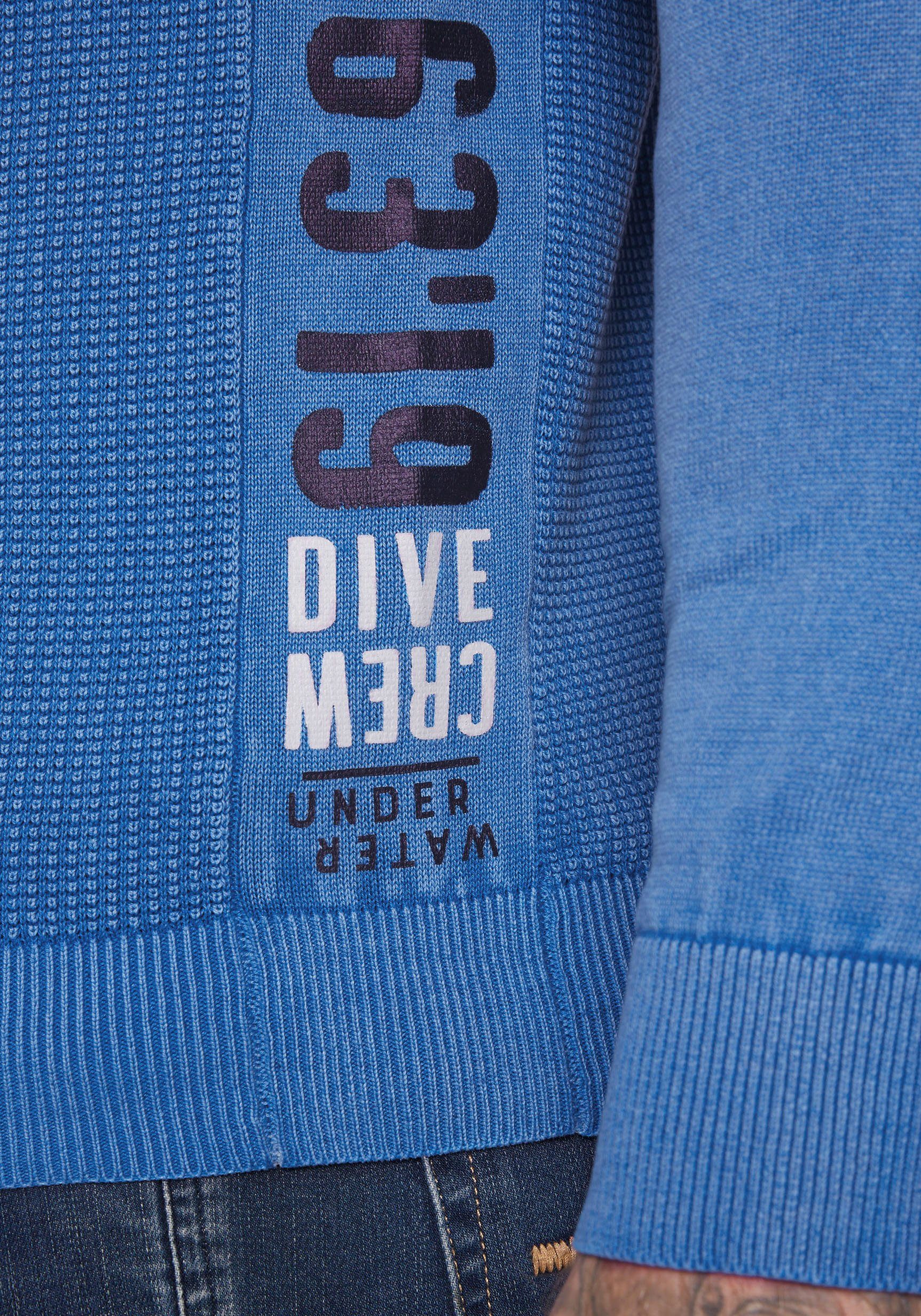 blue pacific CAMP Rundhalspullover mit der DAVID Brust Labelbadge auf
