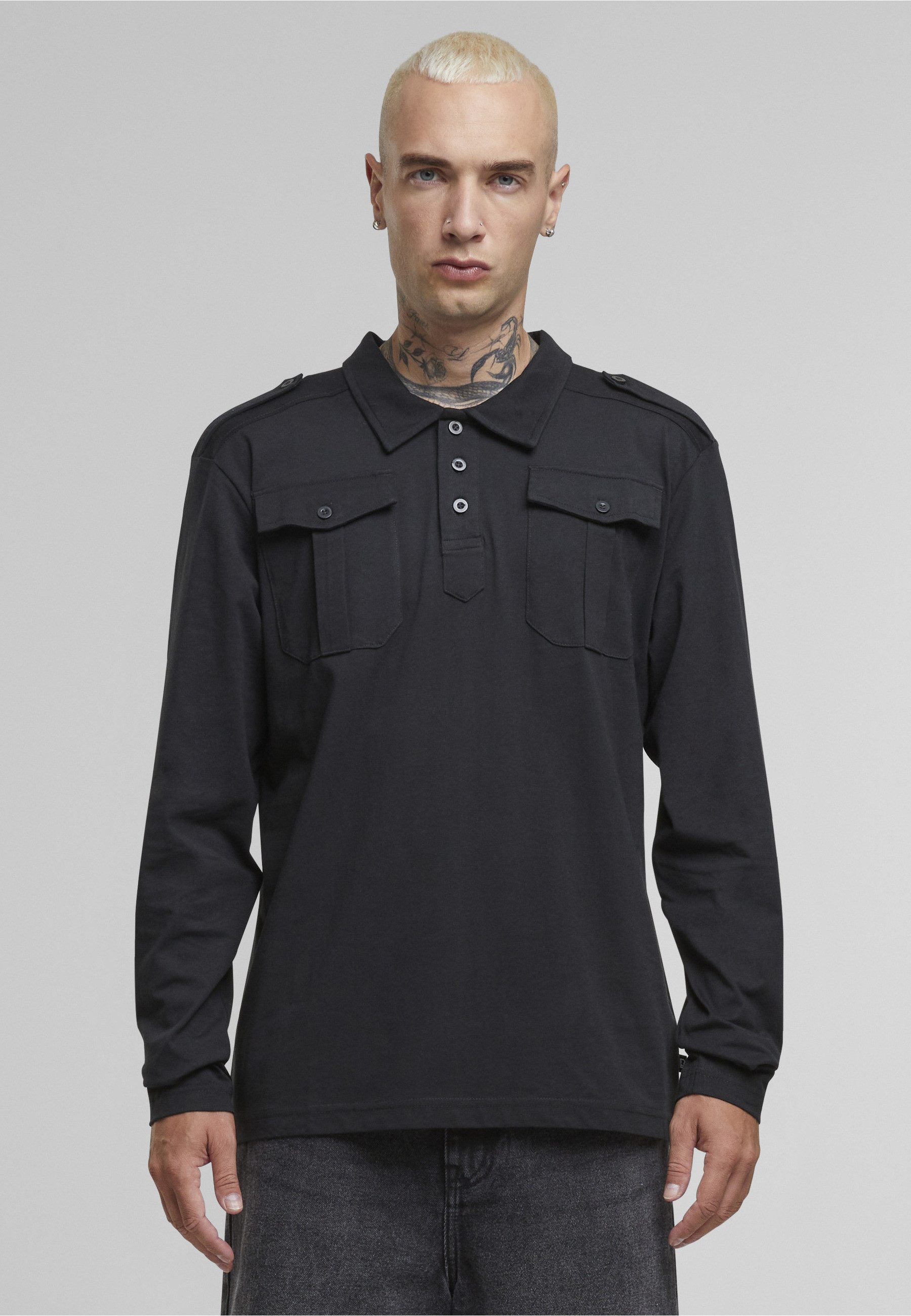 Brandit Langarmshirt Brandit Herren Jersey Poloshirt Willis longsleeve (1-tlg)