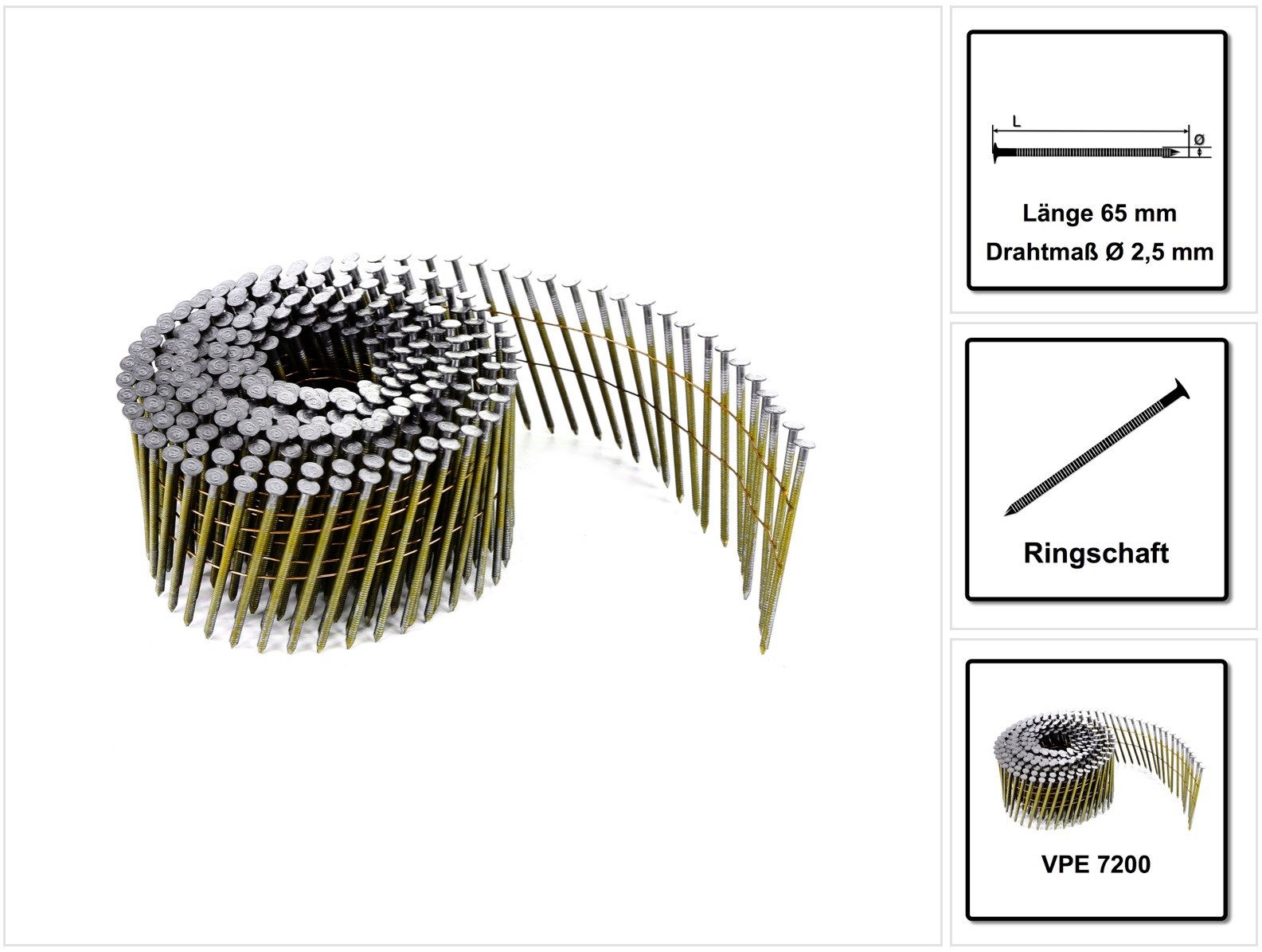 Prebena Nagel CNW25/65BKRI Coilnägel Ringschaft 7200 Stück