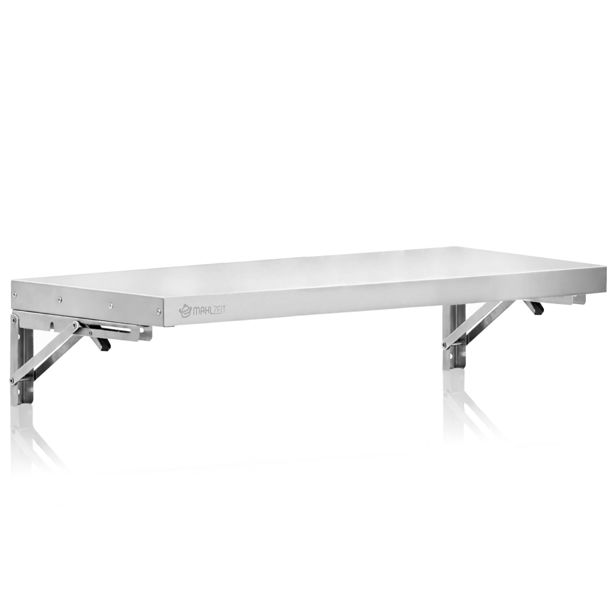 Mahlzeit Wandregal Edelstahl Wandregal, 100 x 30 cm, Küchenregal, Klappbar, Silber
