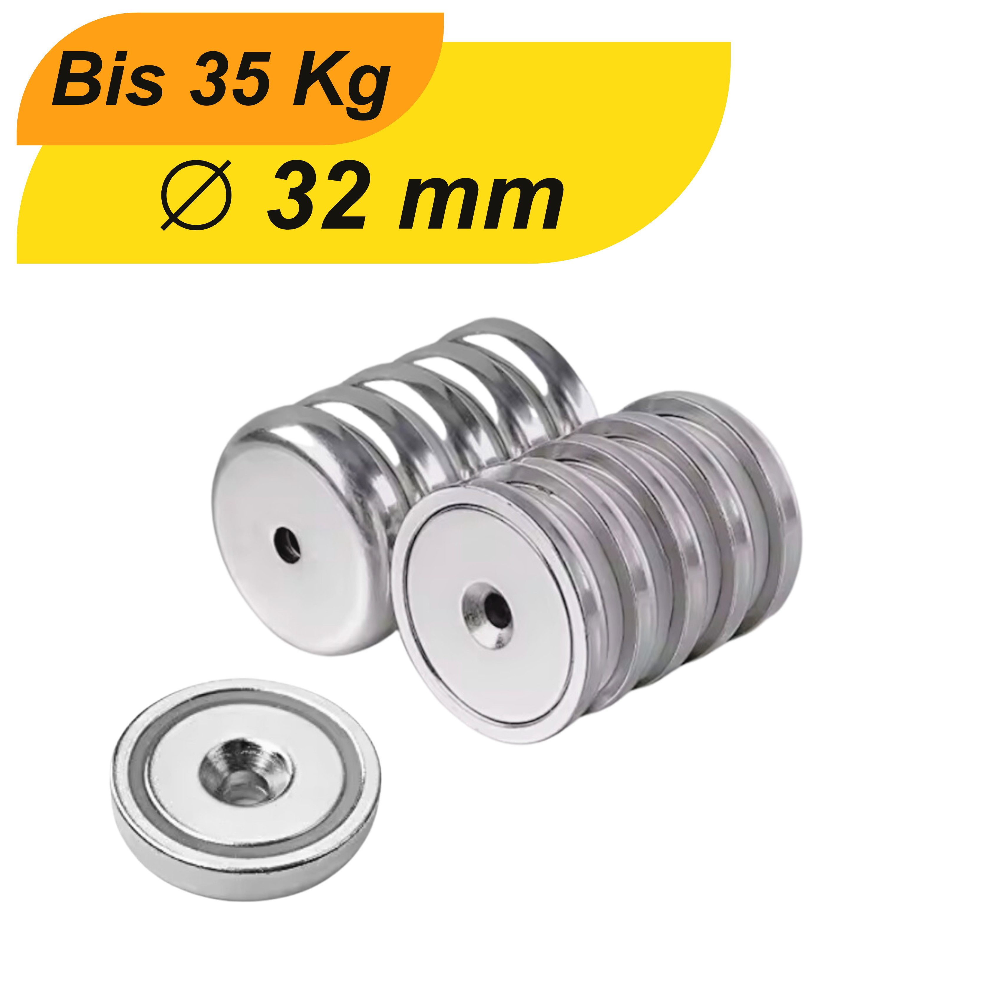 MaajeeKuto Magnet Neodym Магниты Loch Bohrung Senkung 32mm Magnet zum schrauben Scheibe (1-St)