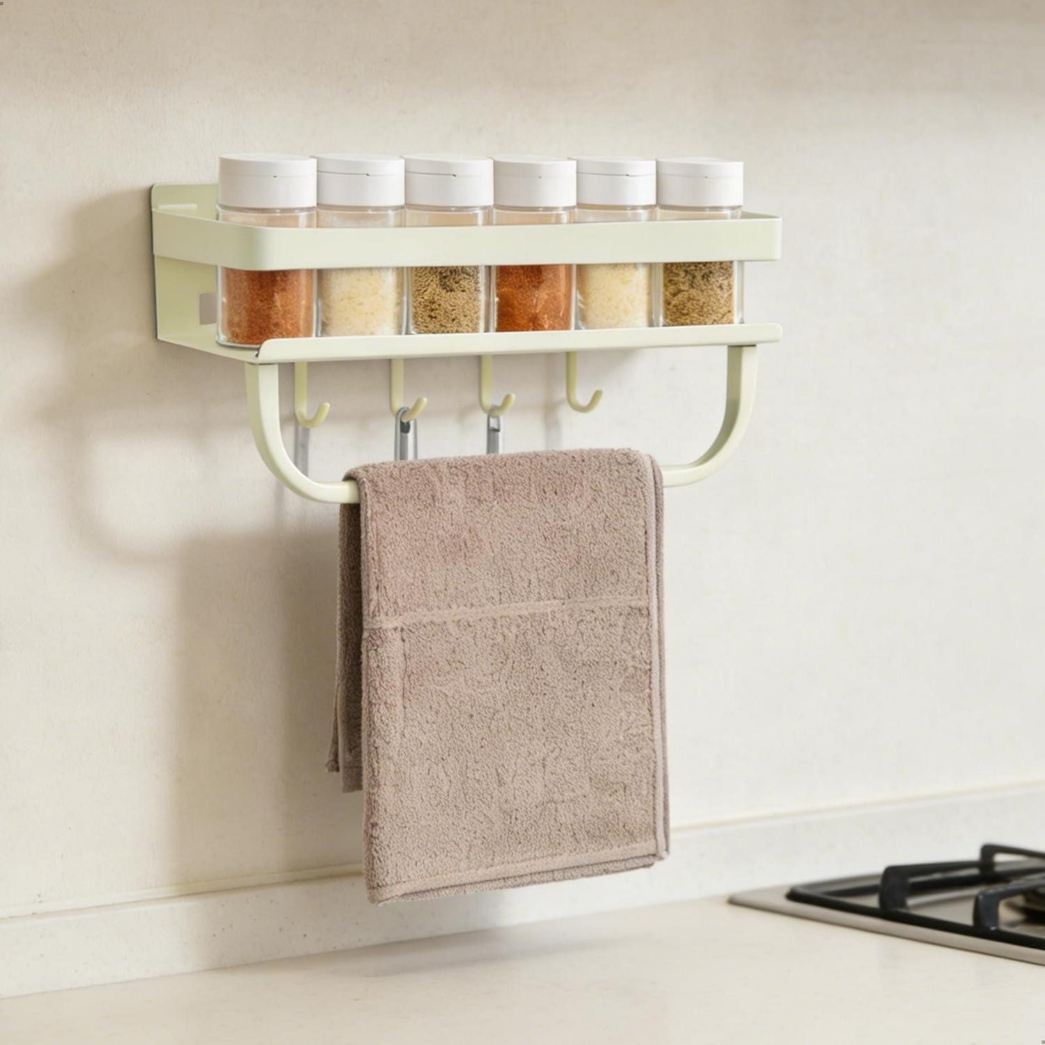 LuxusKollektion Gewürzregal Gewürzregal Wand Cremeweiß mit Haken, 1-tlg.