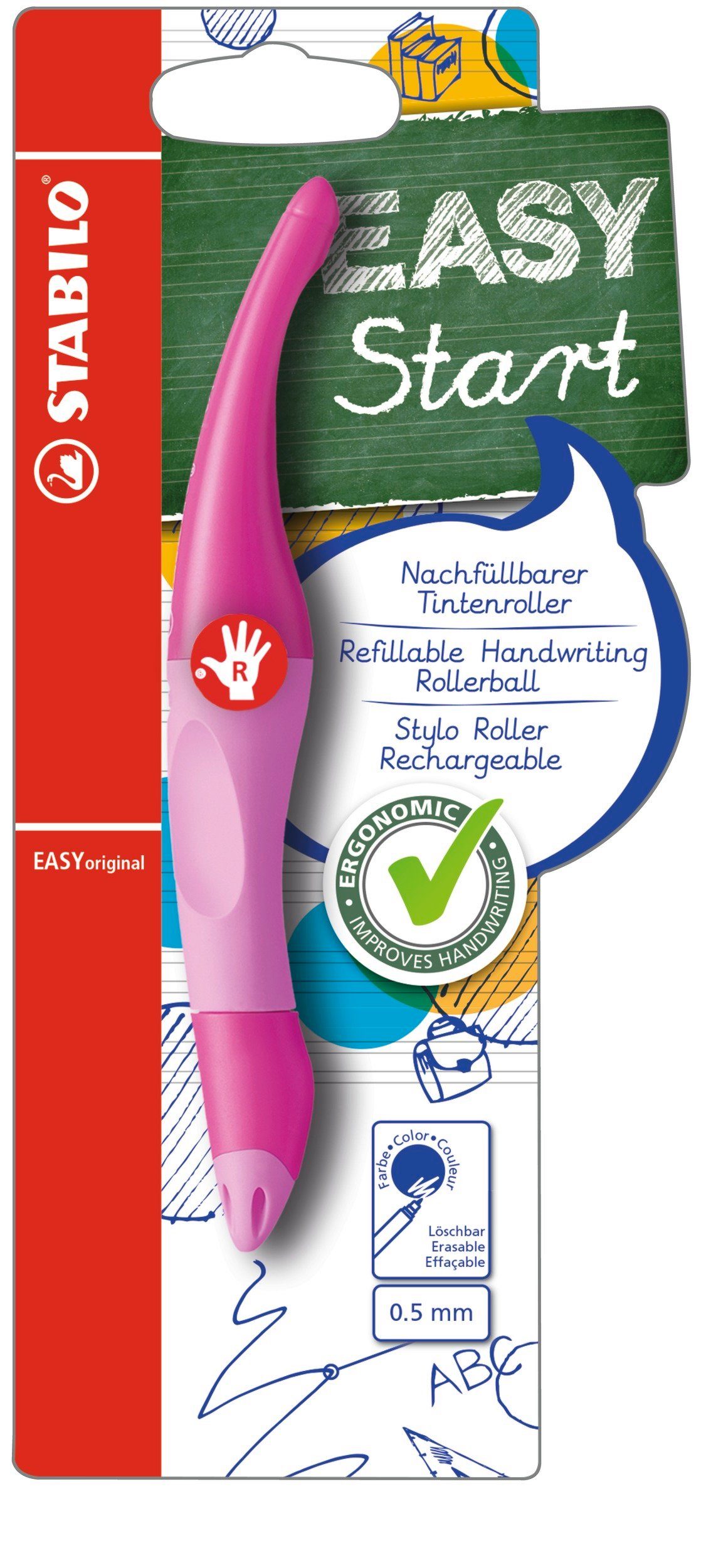 Tintenroller Tintenroller St. easy orig. Start . pink, rechts + 1 refill