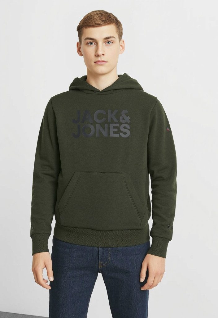 Jack & Jones Junior Kapuzensweatshirt JJECORP mit Druck, Kängurutasche, pflegeleicht bedruckt, modisch, regular fit, Rundhals