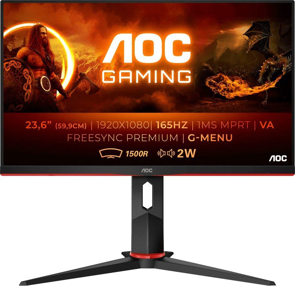 AOC C24G2AE Gaming-Monitor (60 cm/24 ", 1920 x 1080 px, 1 ms Reaktionszeit,  165 Hz, VA LCD)