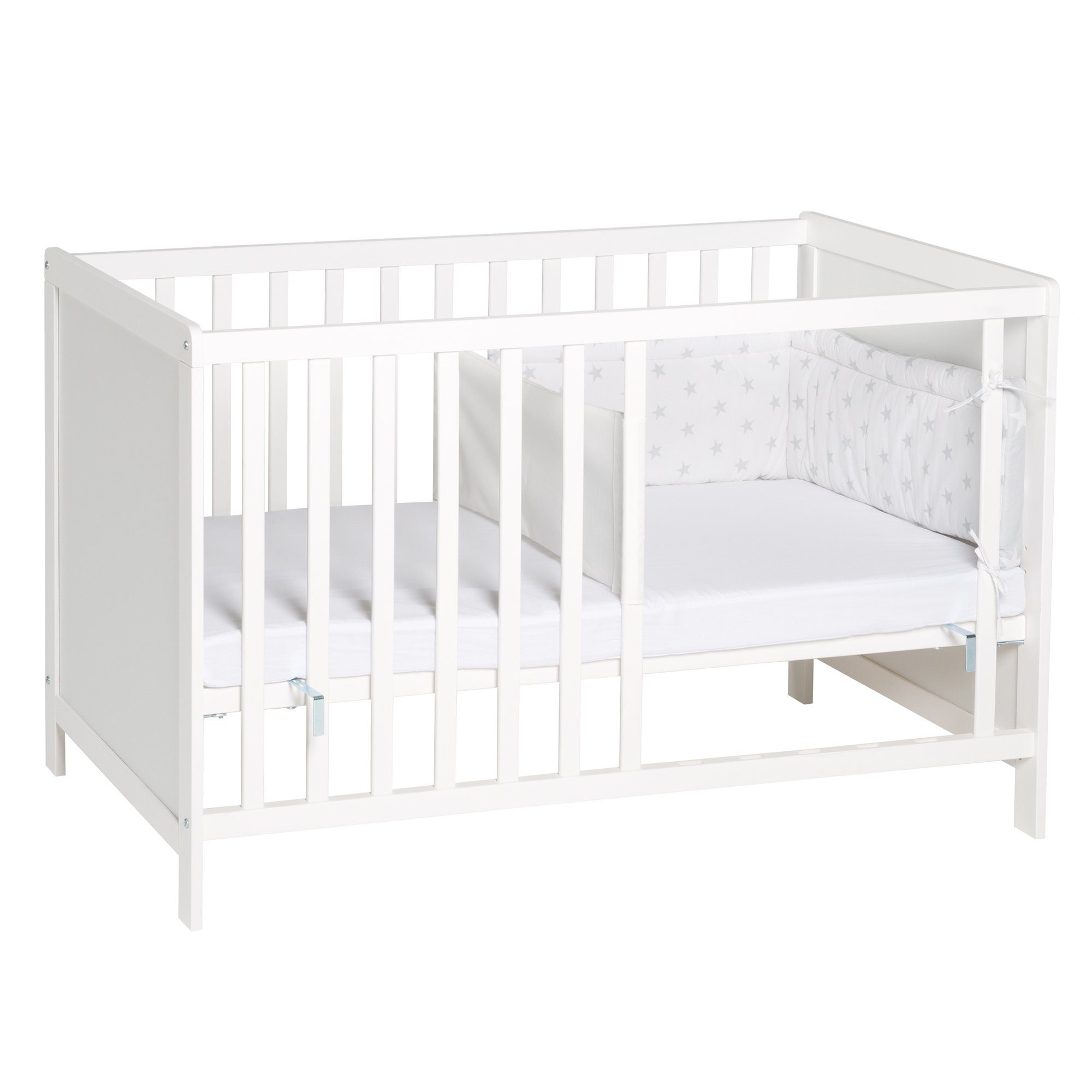 roba® bedside crib stars grey, convertible bedside crib & baby bed