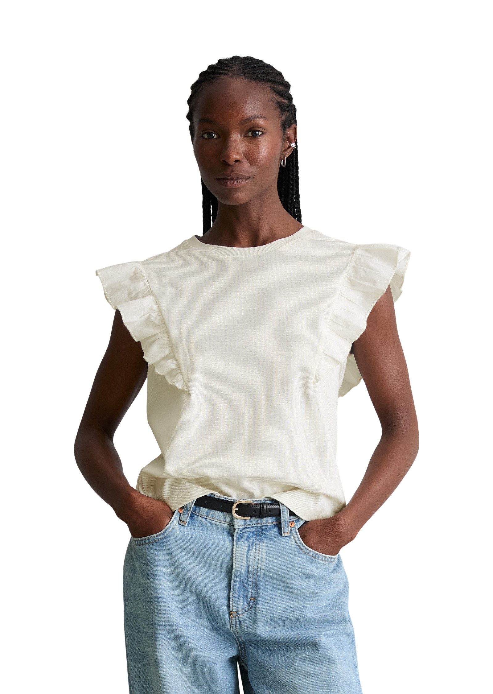 Marc O'Polo DENIM T-Shirt aus weichem Rippjersey