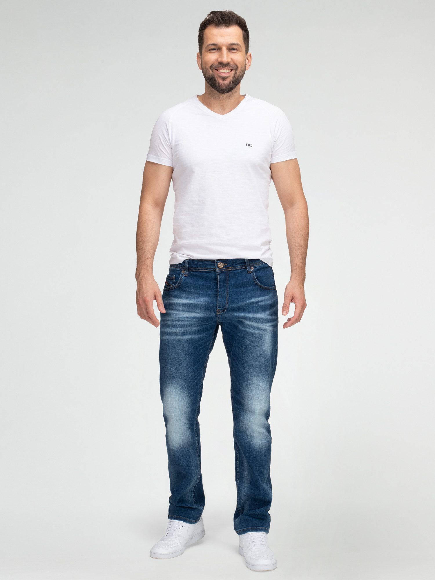 Lorenzo Loren Straight-Jeans Lorenzo Loren Herren Jeans Regular Fit Blau LL-4021 – Bild 4 von 5