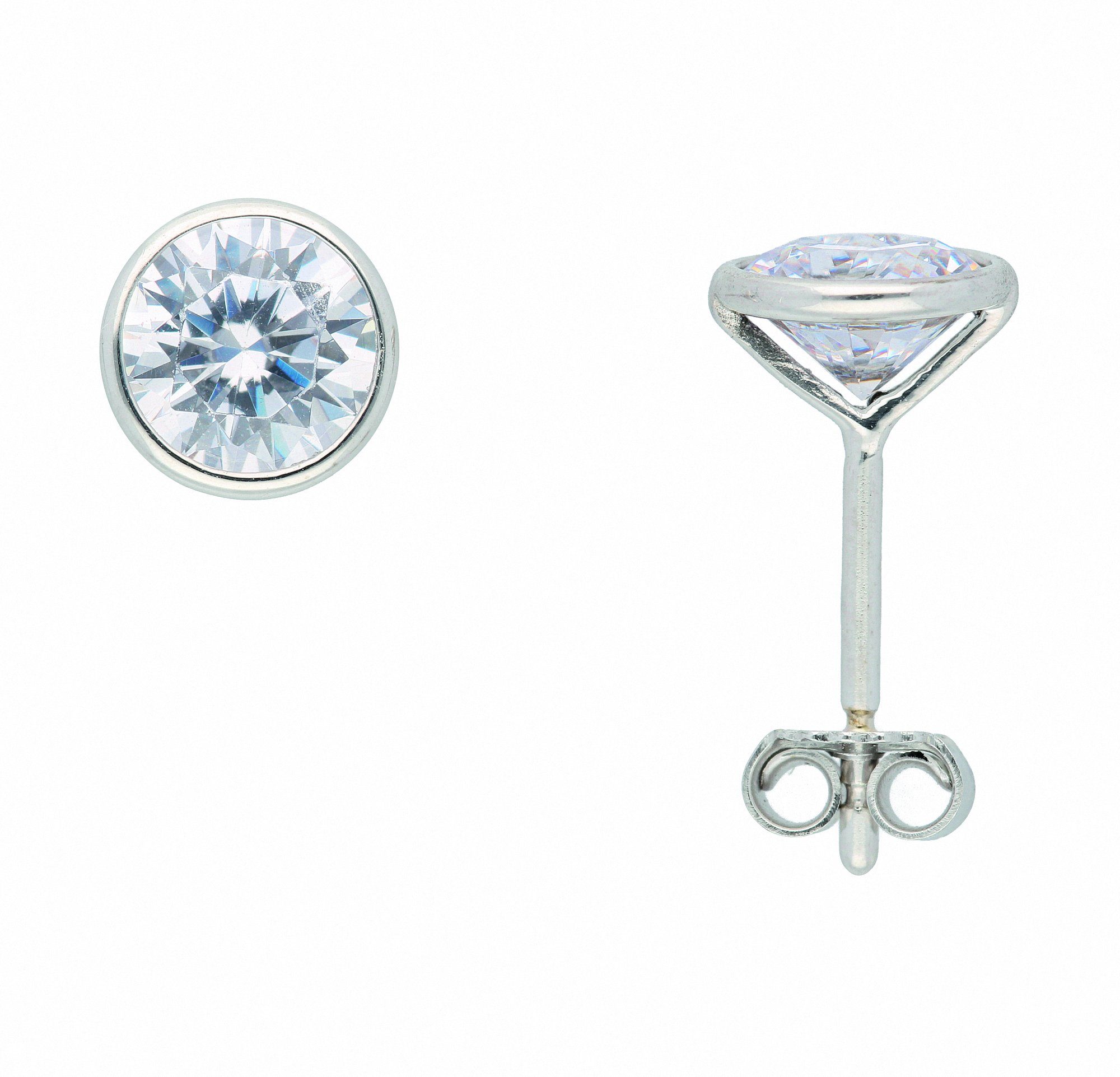 Adelia´s Paar Ohrhänger Damen 333 Weißgold Ohrringe Ohrstecker mit Zirkonia Ø 6 mm, mit Zirkonia Weißgoldschmuck für Damen