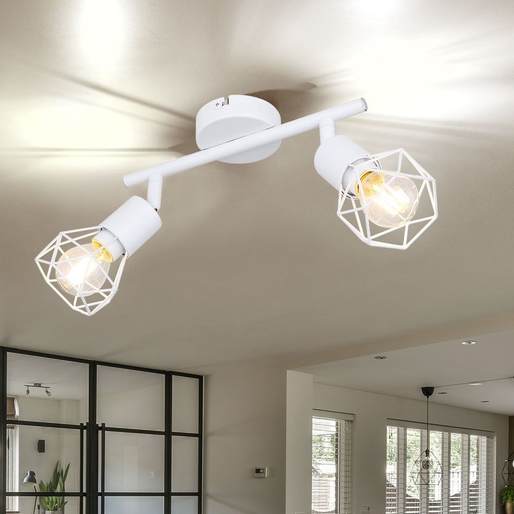GLOBO LIGHTING LED Deckenspot, Leuchtmittel nicht inklusive, Retro Decken Strahler Lampe Käfig Spots schwenkbar Wohn Ess Zimmer