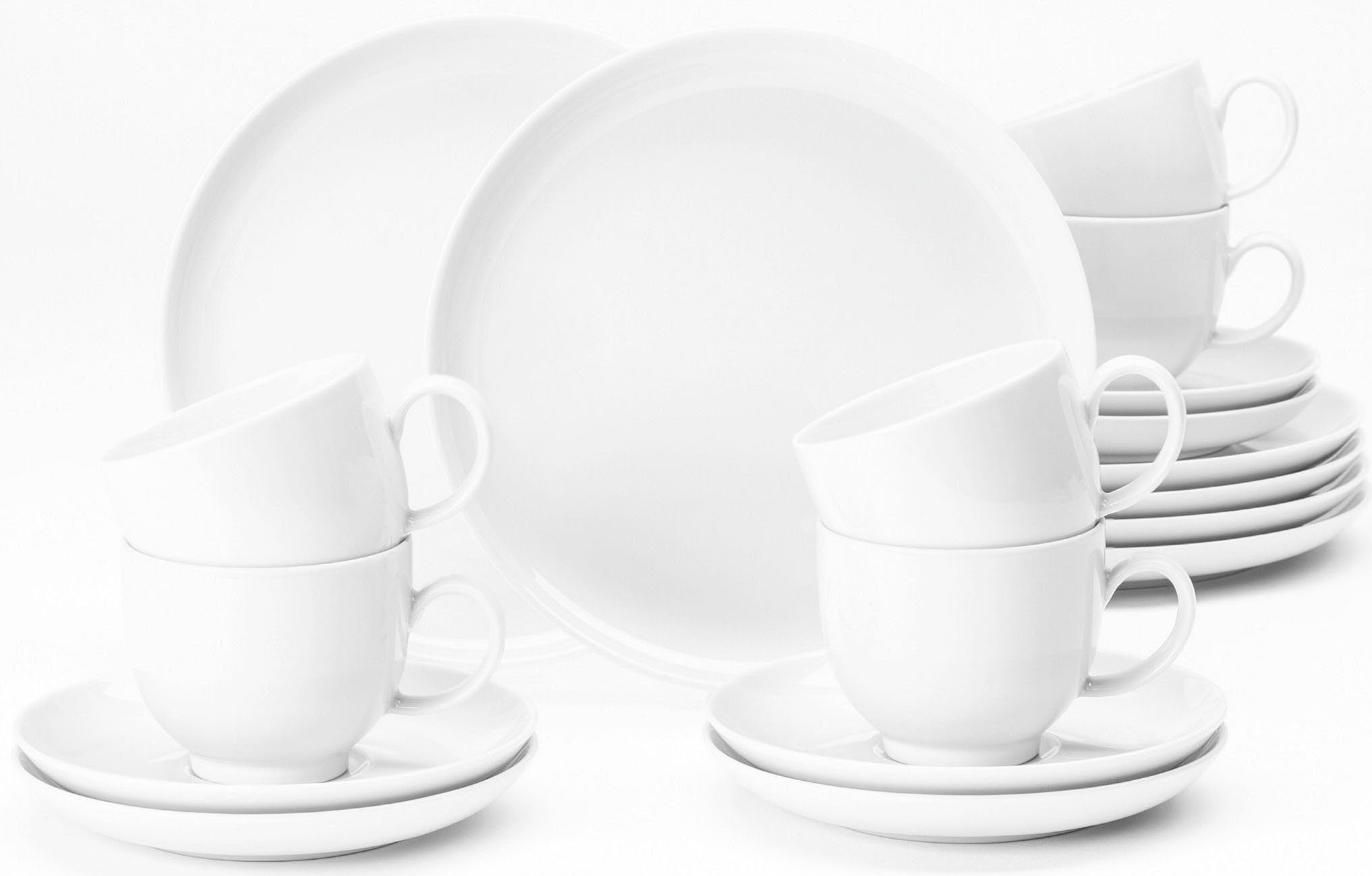 Seltmann Weiden Кофейный сервиз Geschirr-Set, Service Lido (18-tlg), 6 Personen, Porzellan, Tassen, Untertassen, Teller, 18 Teile, für 6 Personen, Made in Germany