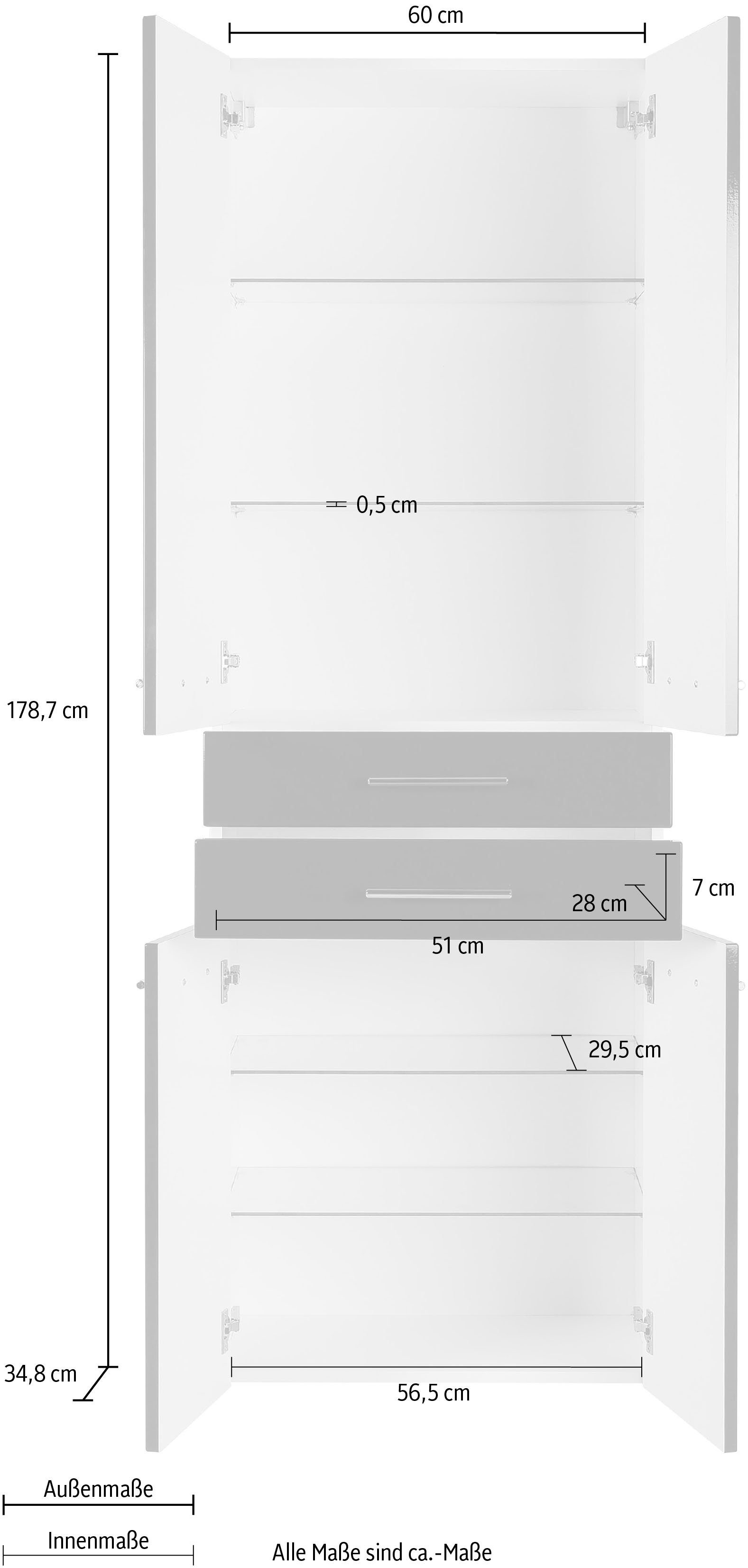 Hochschrank | 60 MARLIN cm anthrazit 3040, Breite rot