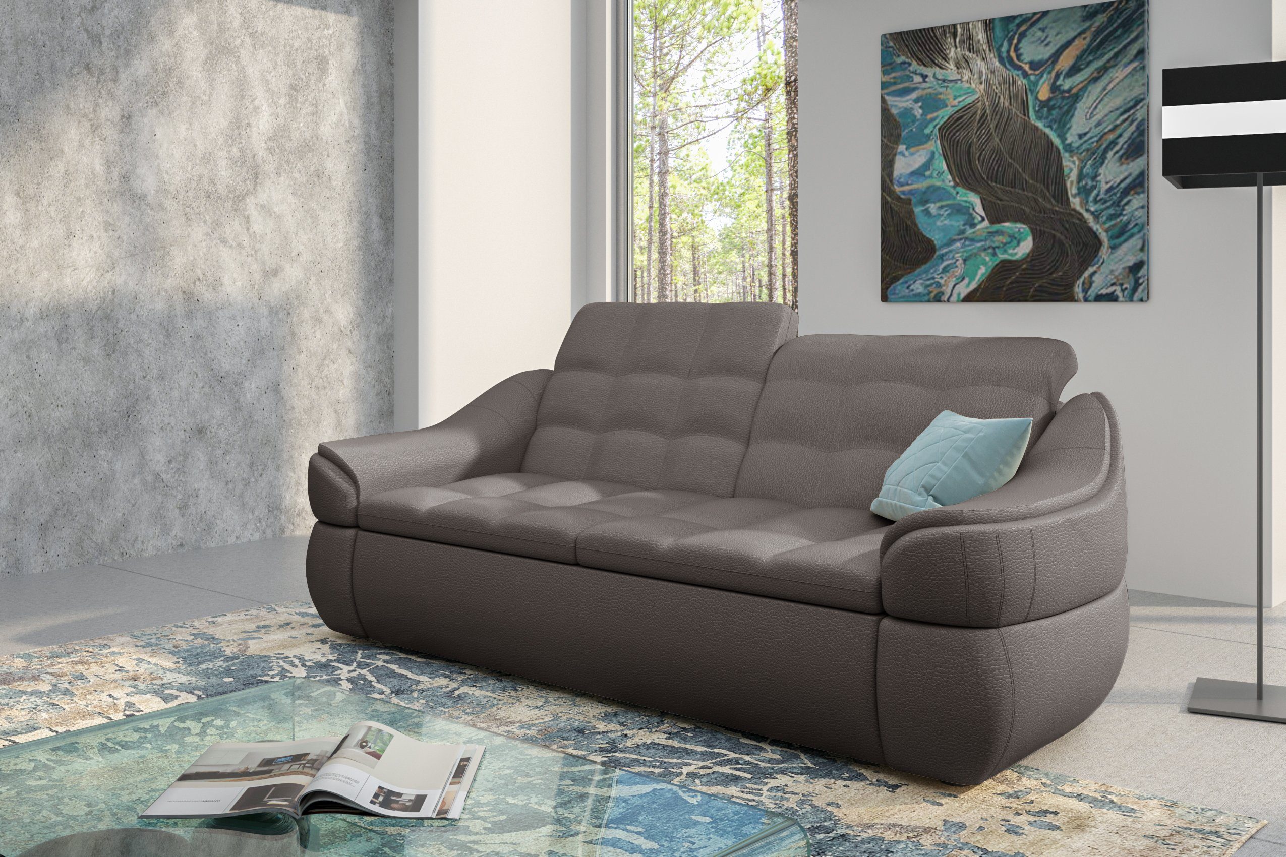 Sofa, Stylefy frei mit Sitzkomfort Armlehnen Alisa, 3-Sitzer Steppung, mit im und Raum 2-Sitzer, Rückenlehne, stellbar,
