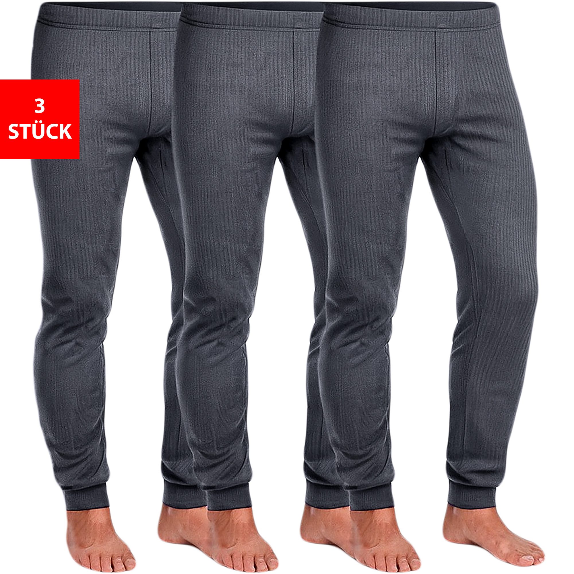 Thermounterhose Herren Thermo Hose im 3er Pack warme bequeme lange Unterhose Winter