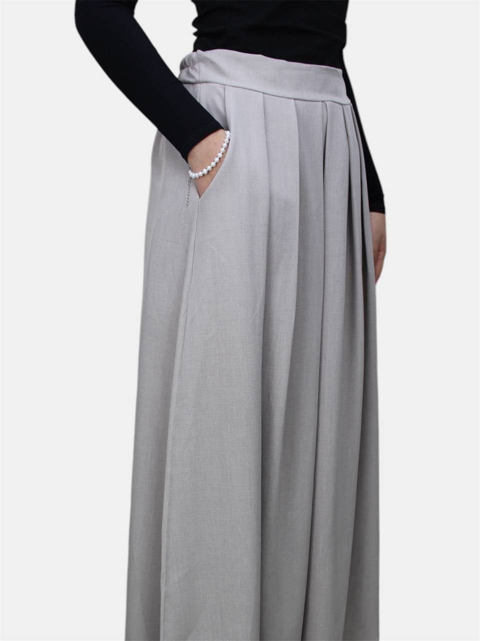 Faltenrock Maxirock Rock Nadira mit Seitentaschen elastischer Bund Damen