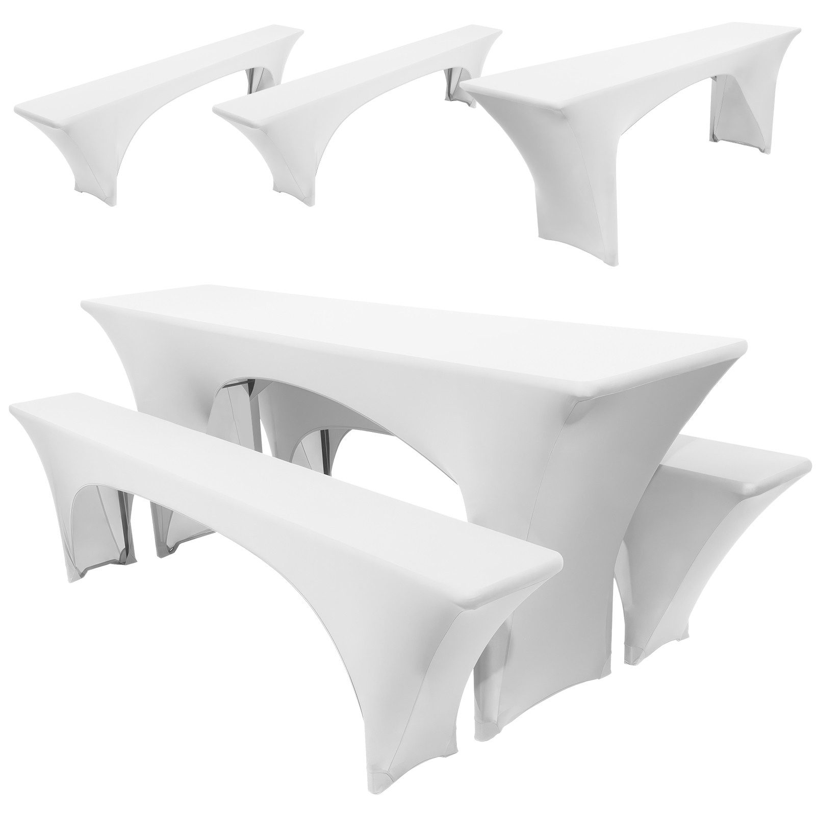 BlingBin Hussen-Set Biertischhussen Hussen Festzeltgarnitur Bierbankhussen, Spandex-Bierzeltgarnitur für Bankett, Gartenmöbel-Bezüge