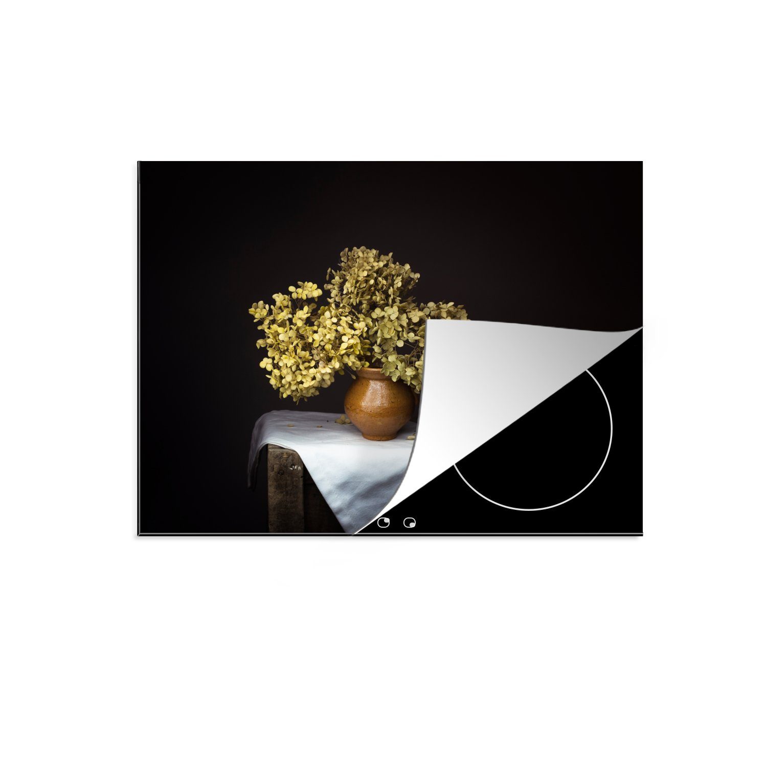 MuchoWow Herdblende-/Abdeckplatte Getrocknete Blumen - Vase - Stilleben, Vinyl, (1 tlg), 71x52 cm, Induktionskochfeld Schutz für die küche, Ceranfeldabdeckung