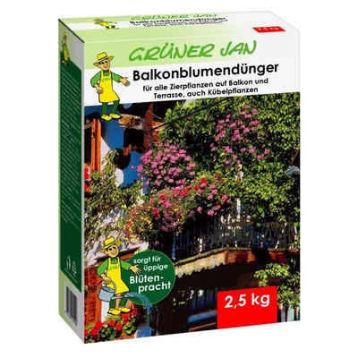 Grüner Jan Pflanzendünger 7x 2,5 kg Balkonblumendünger Zierf- & Kübelpflanzen, für reiche Blüten