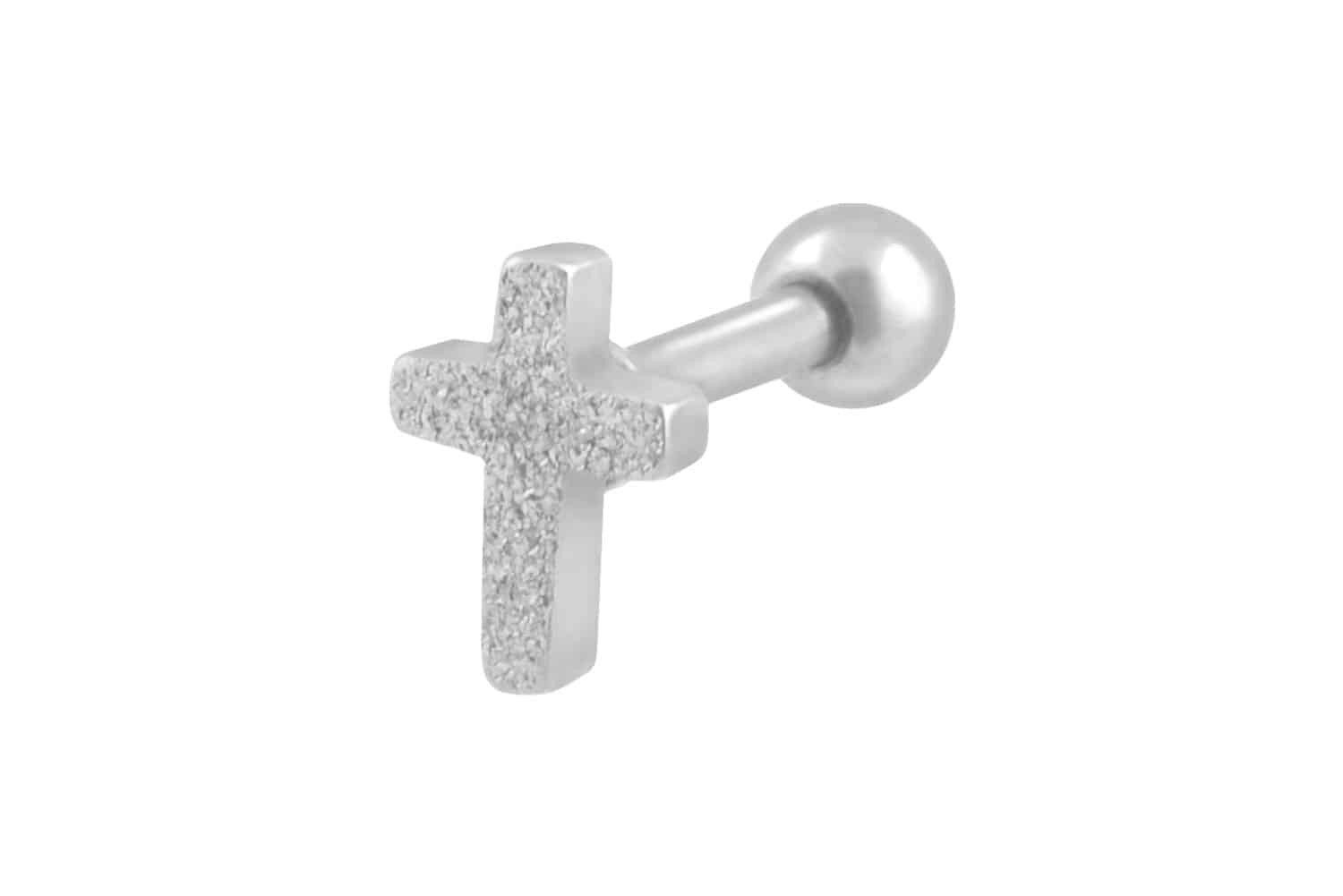 Piercing-Set Chirurgenstahl Ohrpiercing KREUZ + DIAMANTOPTIK