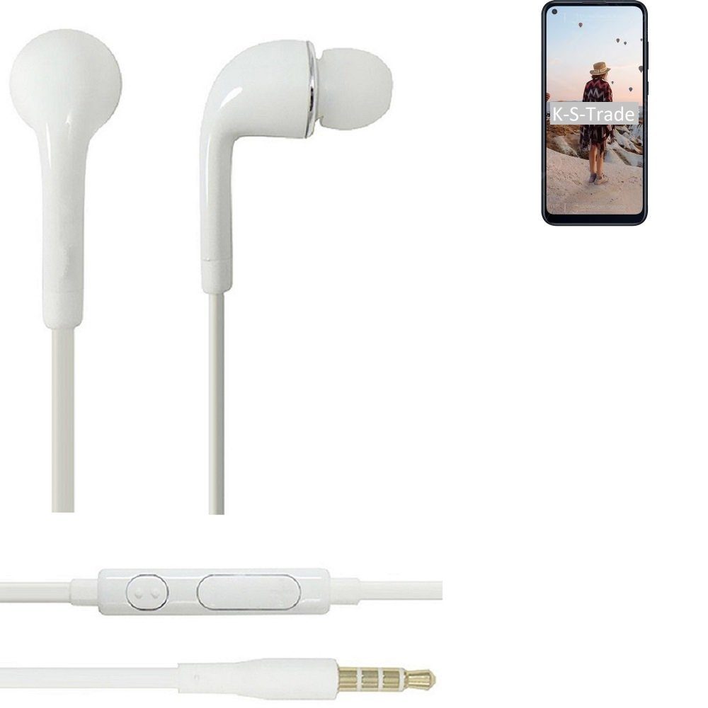 K-S-Trade für Samsung Galaxy M11 In-Ear-Kopfhörer (Kopfhörer Headset mit Mikrofon u Lautstärkeregler weiß 3,5mm)