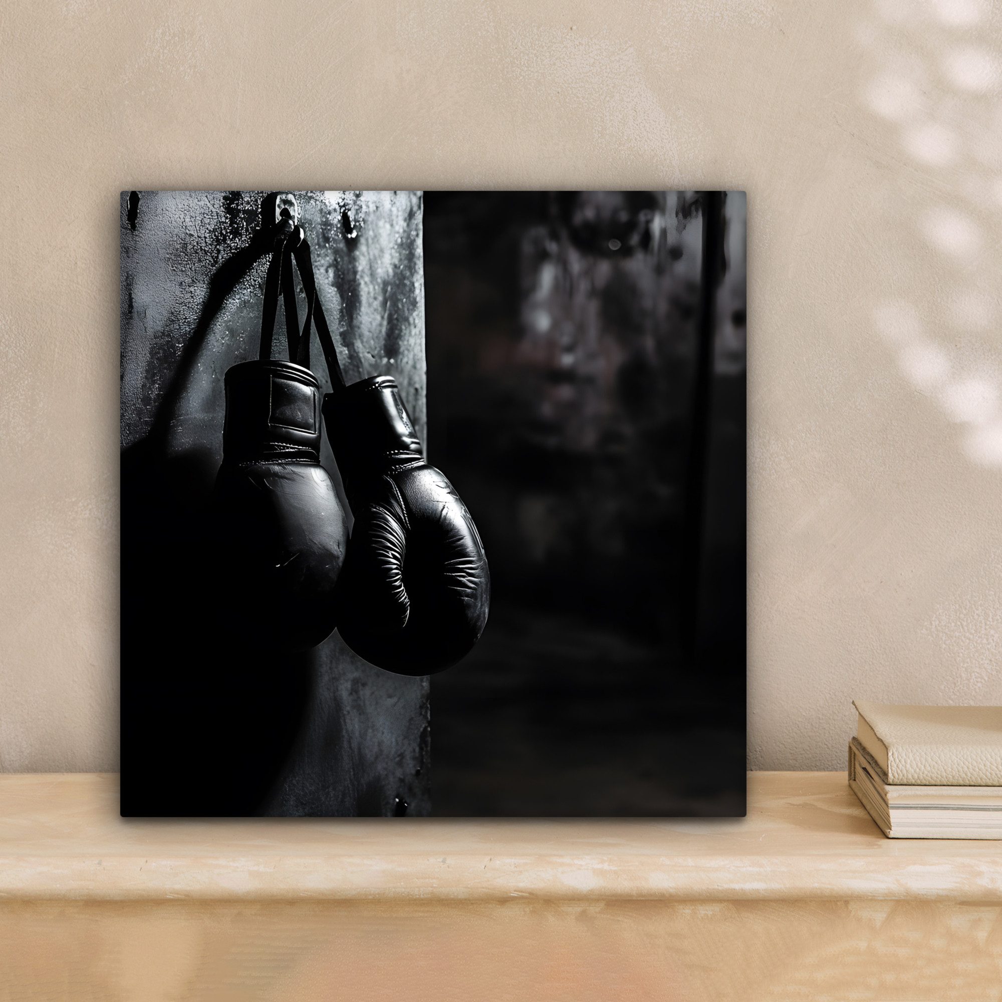 OneMillionCanvasses® Leinwandbild Boxhandschuhe - Wand - Dunkel - Schwarz, günstig online kaufen
