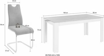 Homexperts Essgruppe Zabona, (Set, 5-tlg), 4 Stühle und 1 Tisch