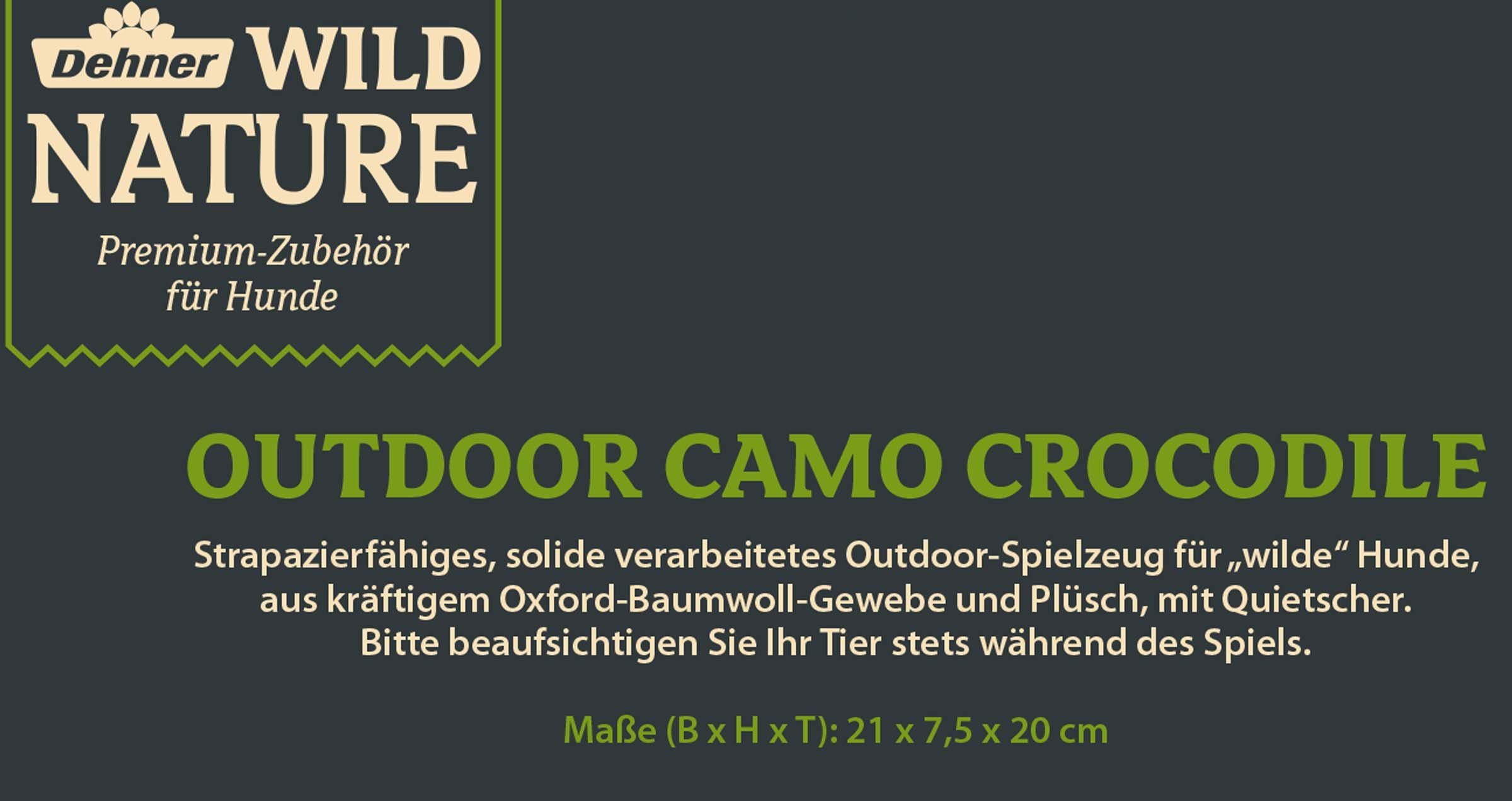 Dehner Tier-Beschäftigungsspielzeug Hundespielzeug Outdoor Camo Crocodile, braun, Oxford-Baumwolle