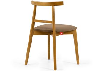 Konsimo Holzstuhl Esstischstühle LILIO, Holzstühle, Polsterstühle 2 St., hergestellt in der EU, Vintage-Stil, Buchenholzrahmen, Farbe Eiche hell