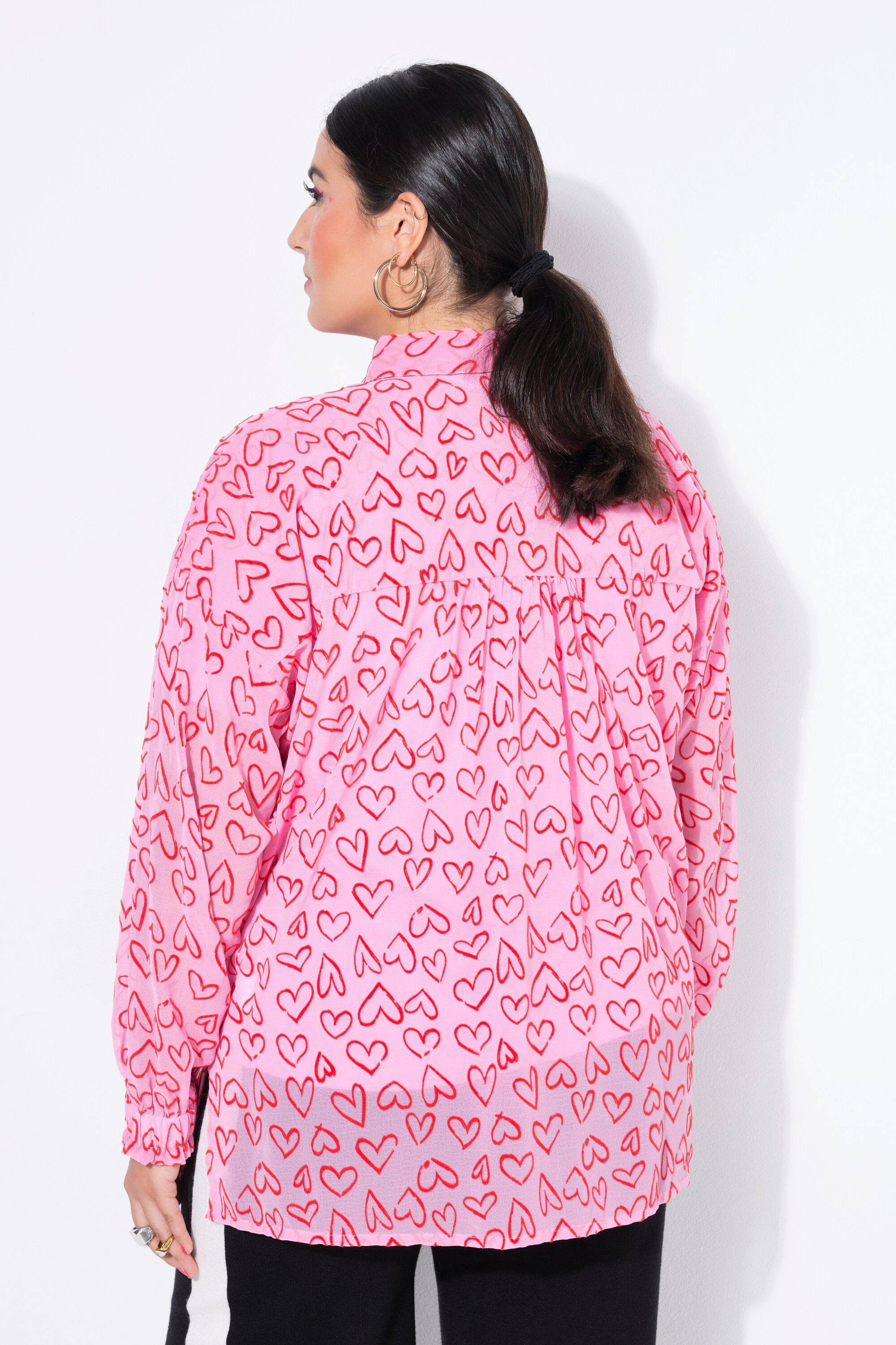Studio Untold Hemdbluse Bluse Oversize Shape Herz-Flockprint