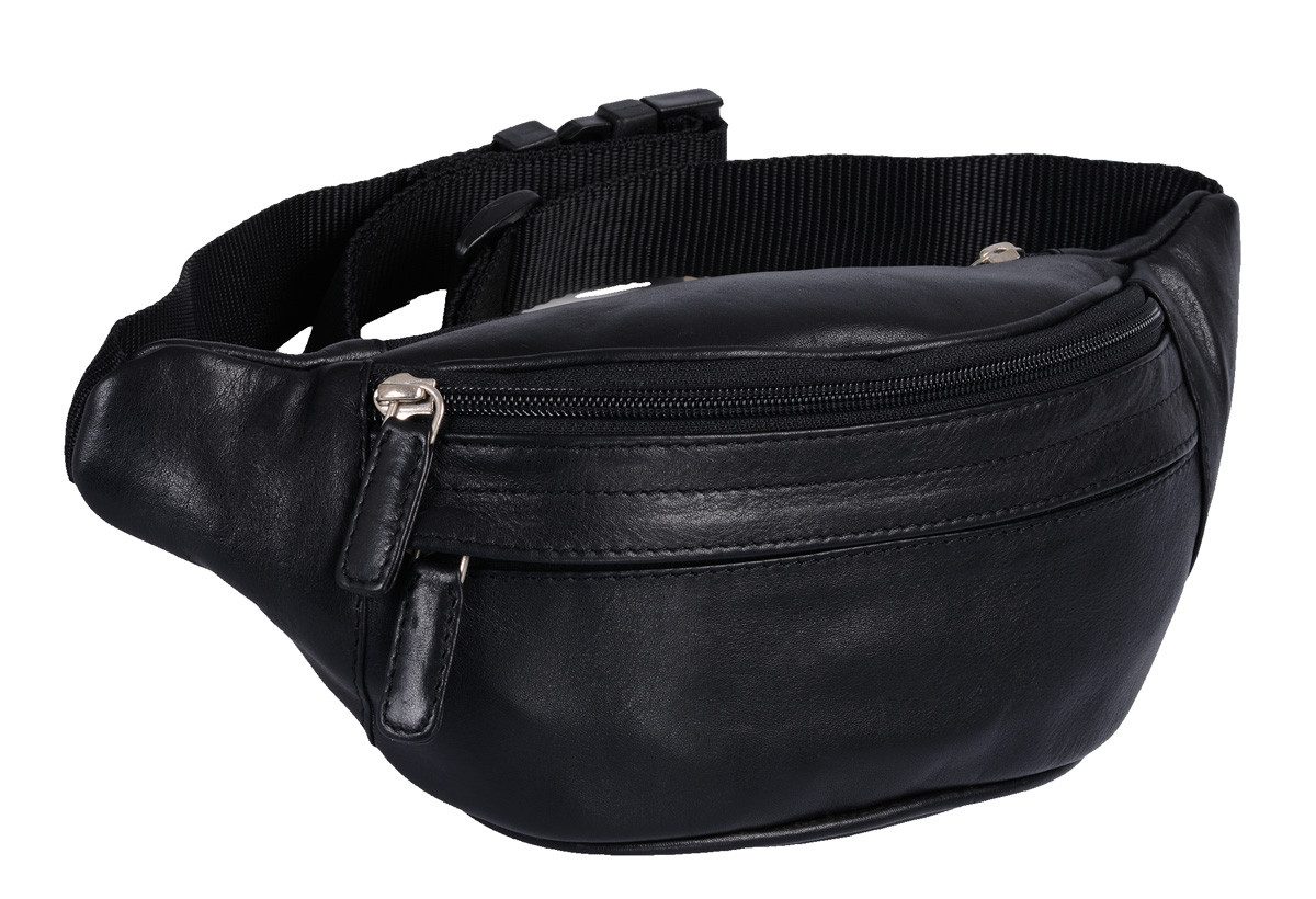 GlücksNugget Gürteltasche Leder Gürteltasche schwarz mit vielen Fächern