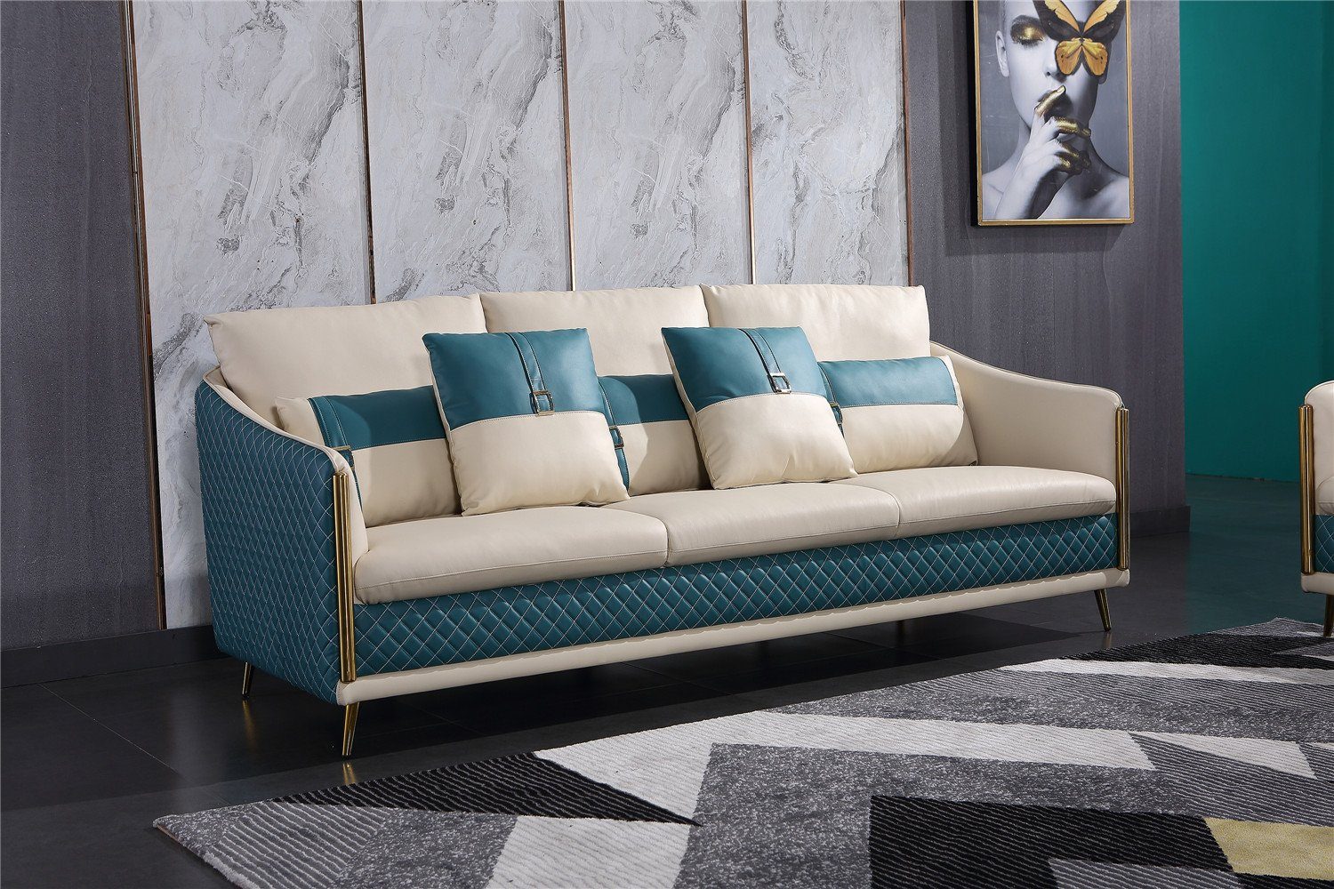 Set Moderne in Sitzer Sofa JVmoebel Neu, 3+2 Made Sofagarnitur Europe Edelstahlfüße Design