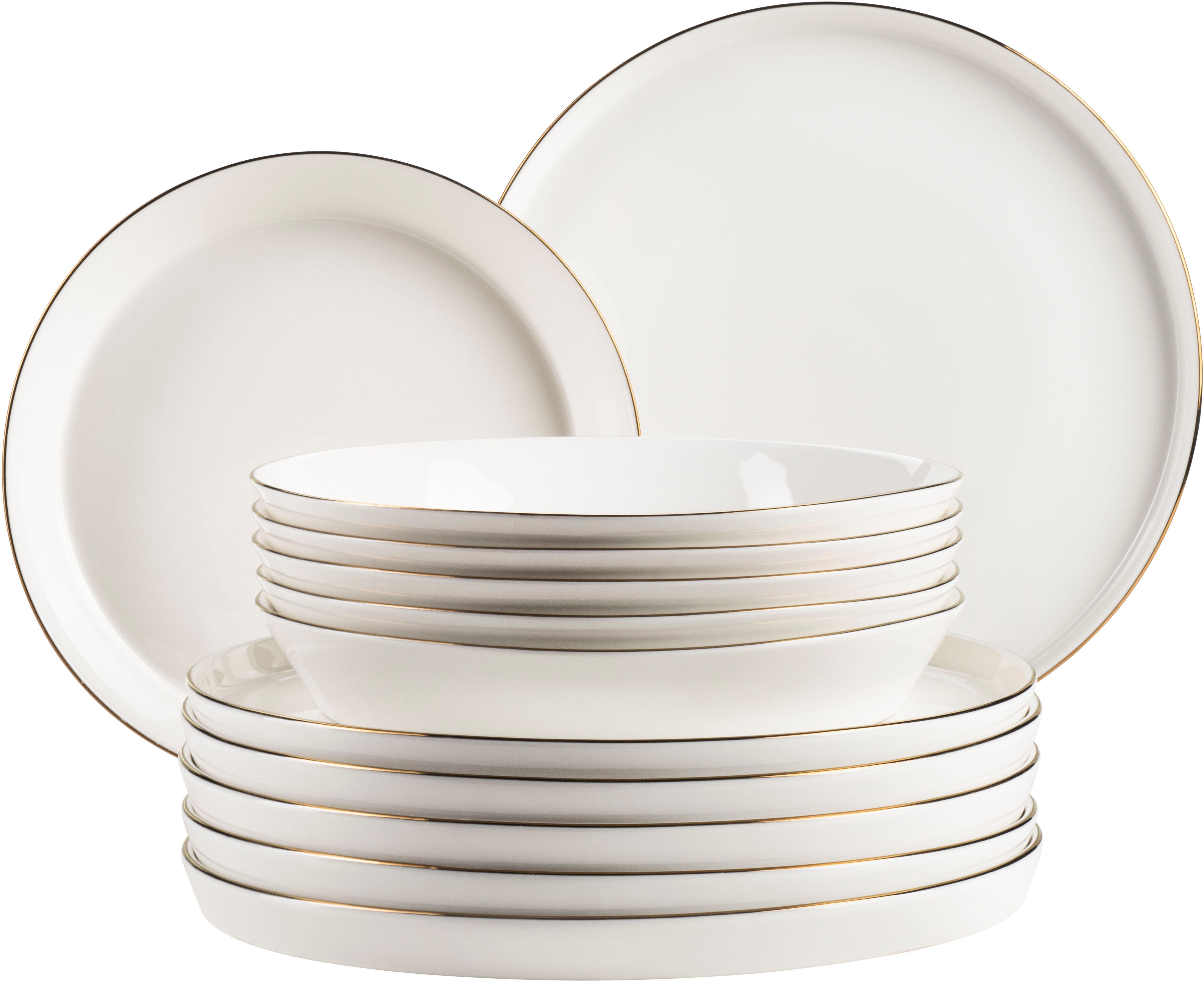 MÄSER Tafelservice SITA, aus Porzellan (12-tlg), 6 Personen, Porzellan, Teller Set, Geschirr-Set, Service