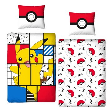 Bettwäsche Pokémon 135x200 + 80x80 cm, 100 % Baumwolle, MTOnlinehandel, Renforcé, 2 teilig, Pikachu für Kinder, Teenager, Jugend