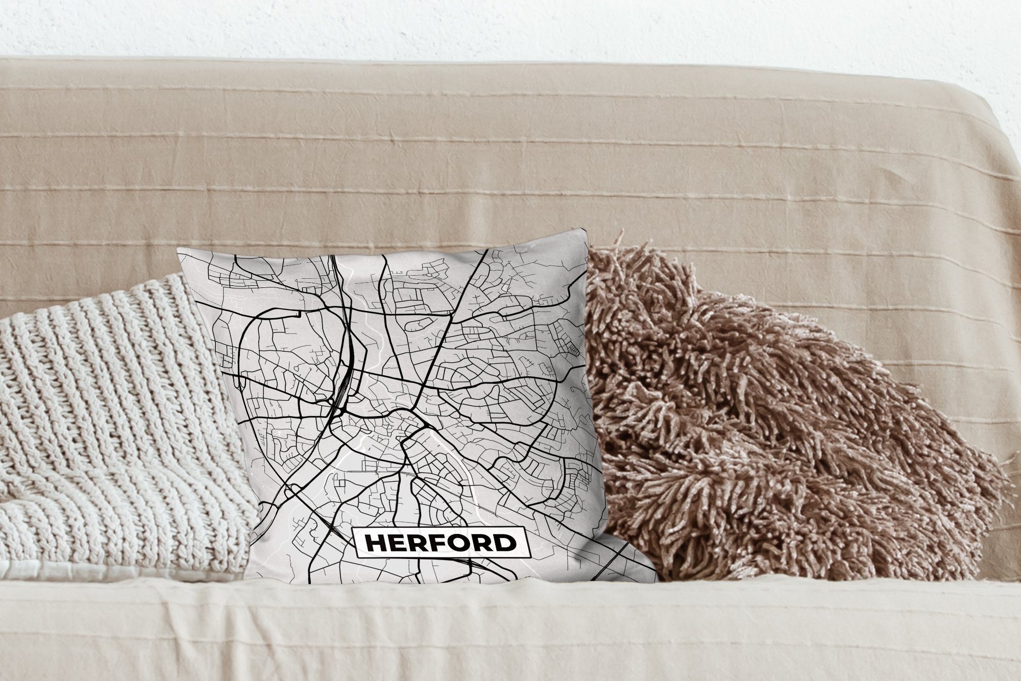 - Dekokissen Füllung Wohzimmer, Sofakissen Stadtplan Deutschland mit Karte Schlafzimmer, - Zierkissen für MuchoWow Deko, - Herford,