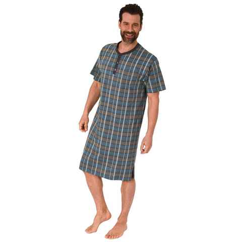 Normann Pyjama Herren kurzarm Nachthemd mit Knopfleiste am Hals - auch in Übergrößen