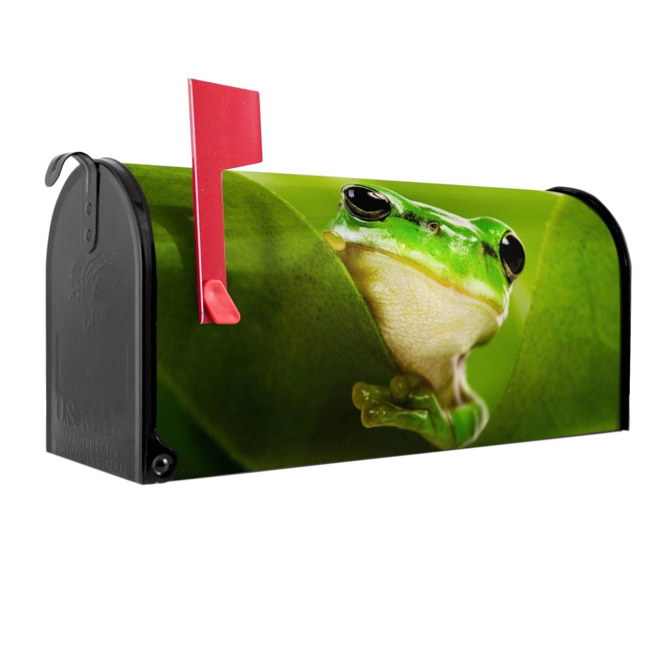 banjado Amerikanischer Briefkasten Mailbox Frosch (Amerikanischer Briefkasten, original aus Mississippi USA), 22 x 17 x 51 cm schwarz