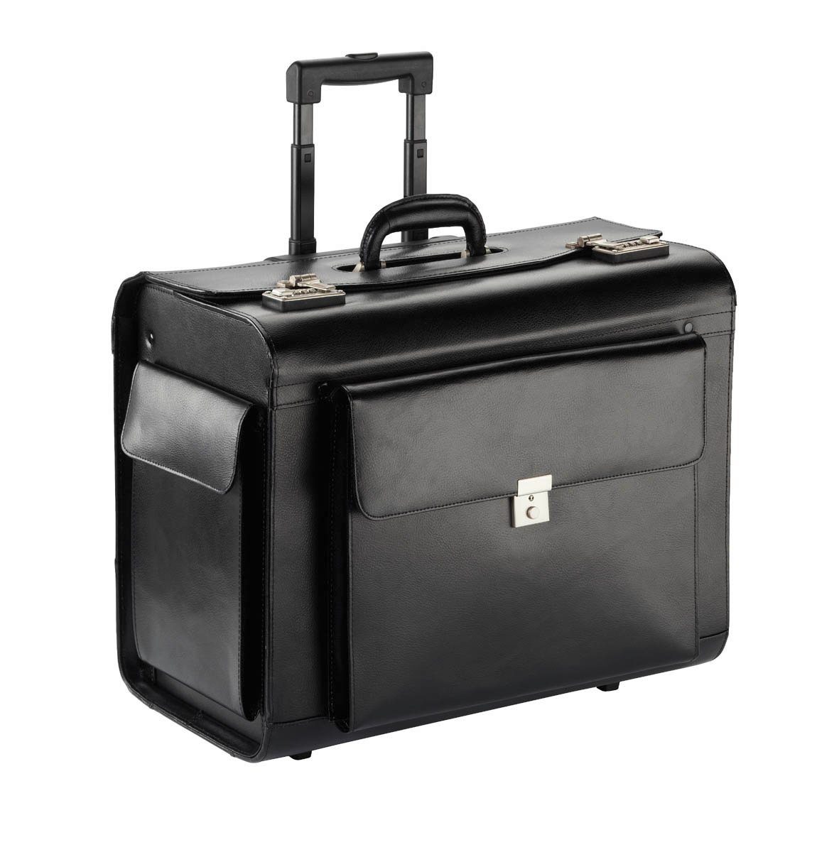 Dermata Business-Trolley - Koffer aus Rindleder - 49,5 x 40 x 27 cm - schwarz