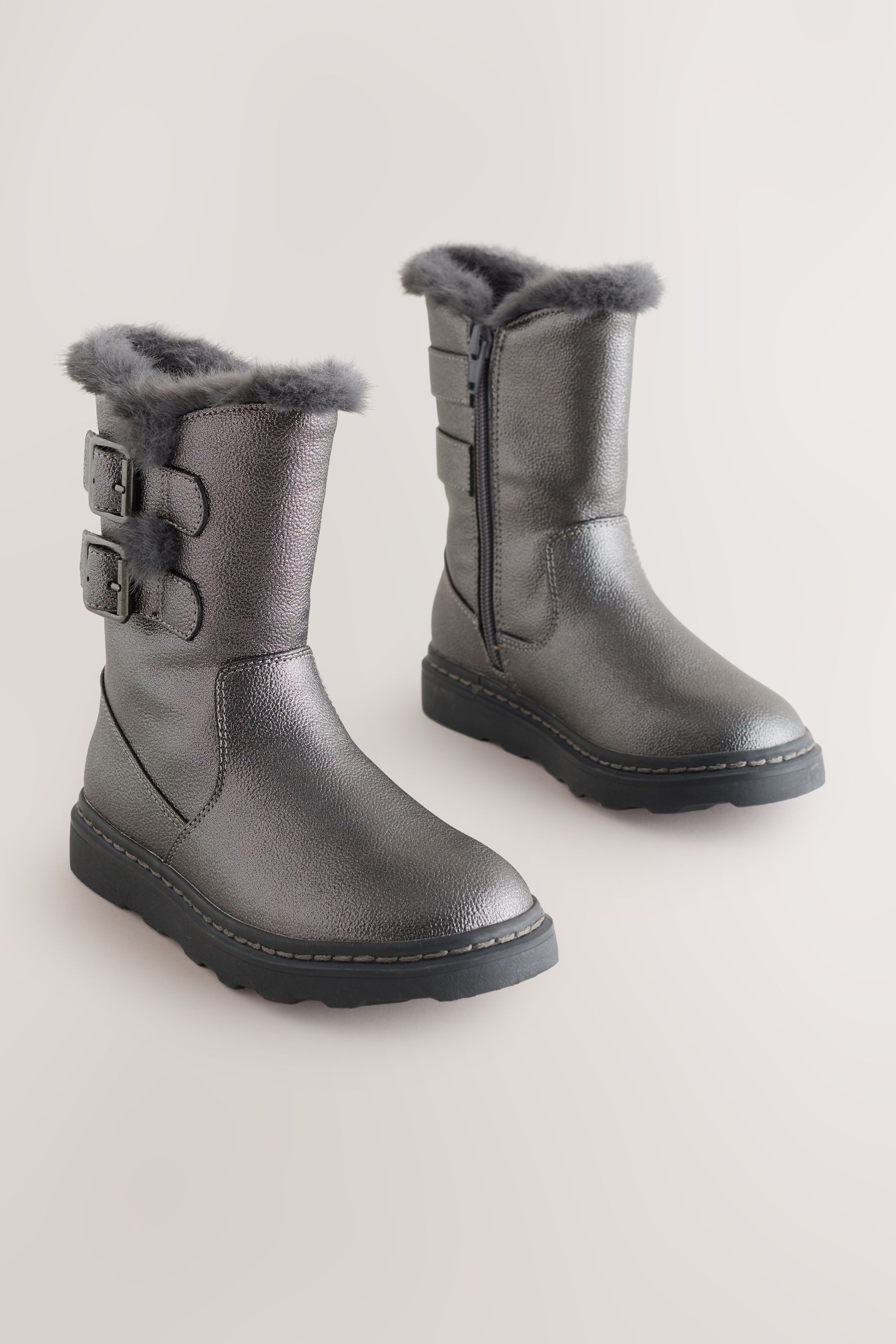Next Schnallenstiefel mit Kunstfellfutter Stiefel (1-tlg)