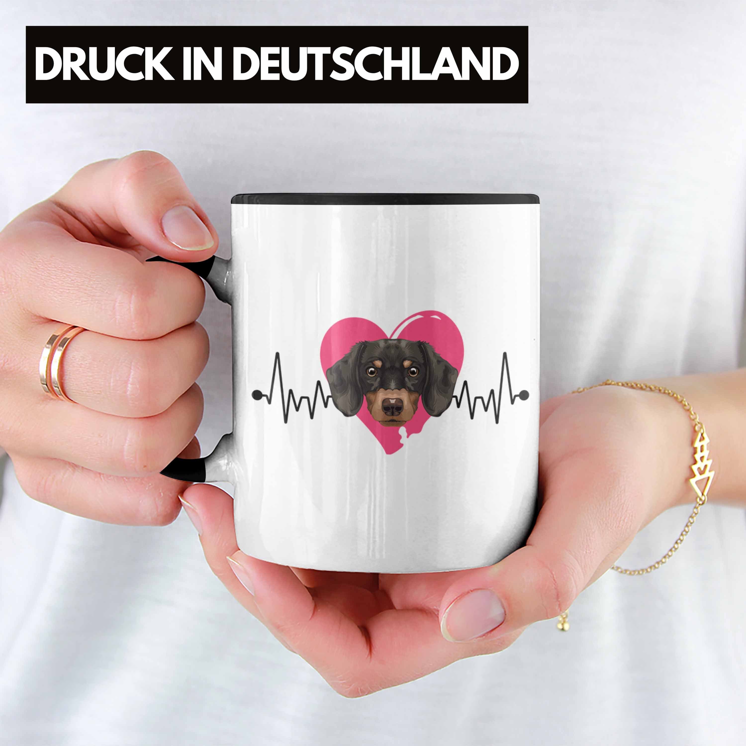 Herzschlag Besitzer Geschenkidee Spruch Trendation Schwarz Tasse Tasse Lustiger Dackel Geschenk