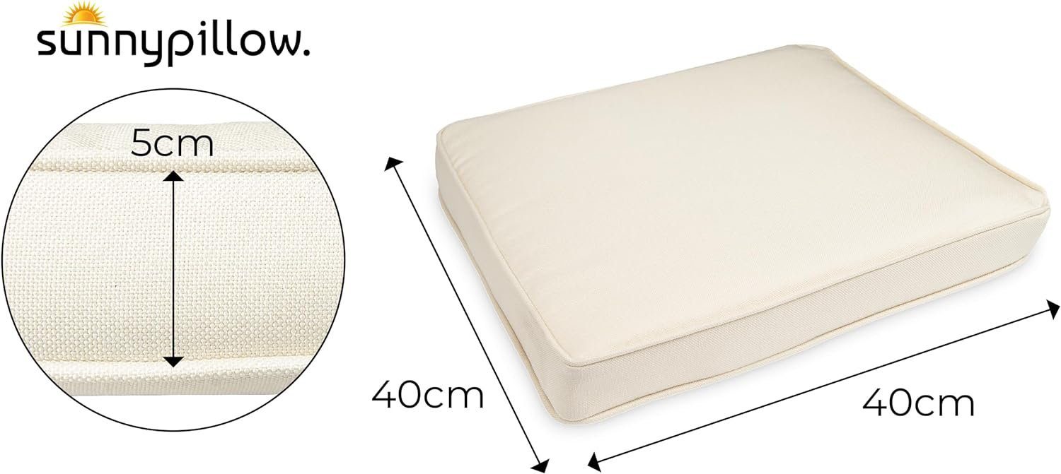 sunnypillow Stuhlkissen 4er Set Stuhlkissen wasserdicht UV-lichtecht BALI, 4er Set 40x40x5cm Ecru