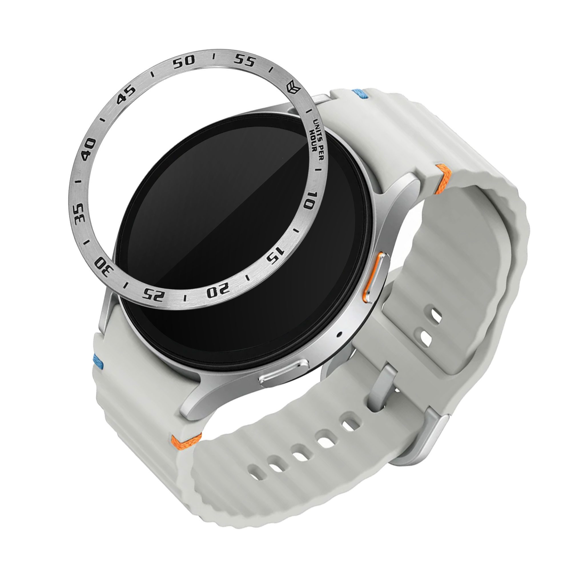 kwmobile Smartwatch-Hülle Schutzring für Samsung Galaxy Watch 7 44mm Fitnesstracker, Bezel Ring Lünette in Silber Schwarz