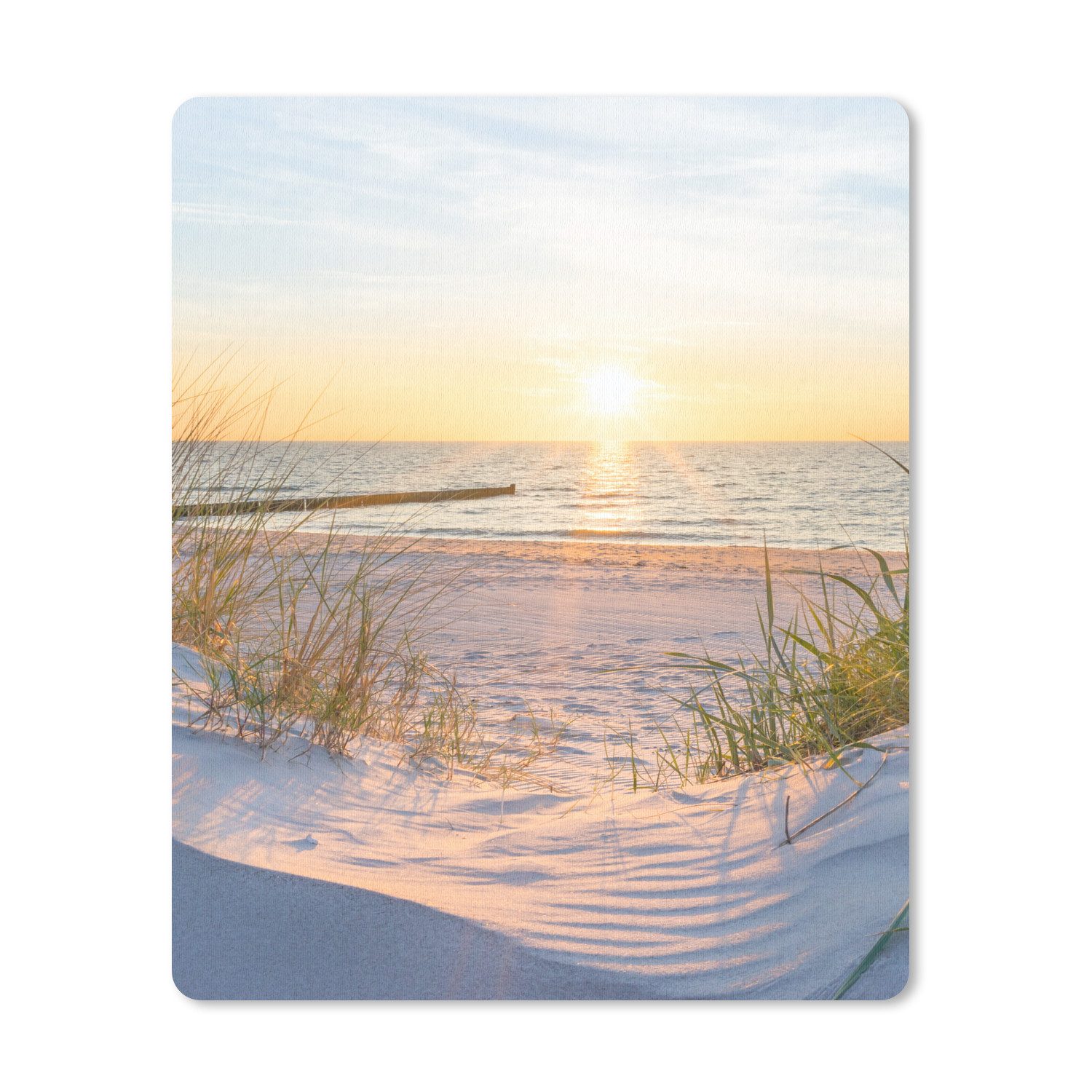 MuchoWow Mauspad Strand - Sonne - Düne - Gras - Sand - Horizont (1-St), Gaming, Mousepad Klein, Büro Zubehör, Mausunterlage, 19x23 cm