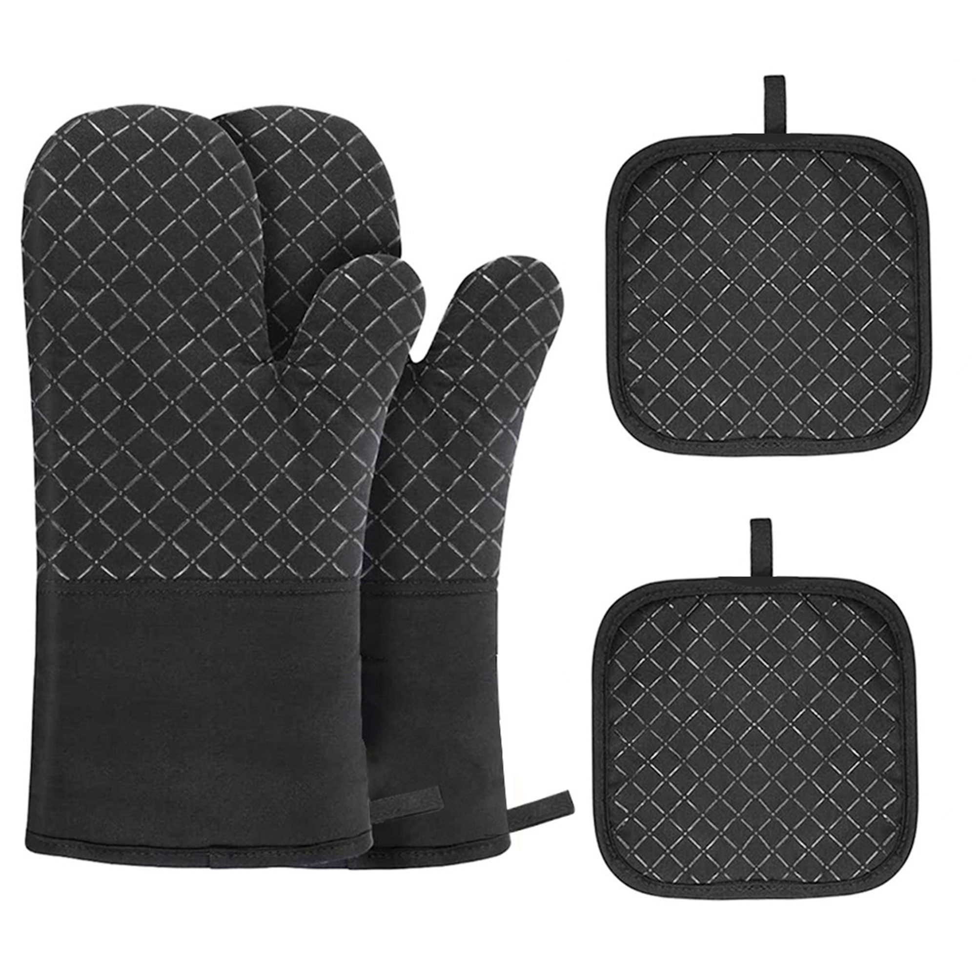 ibettertec Topfhandschuhe Ofenhandschuhe Topflappen 4er Set, 260℃ Hitzebeständige Topfhandschuhe