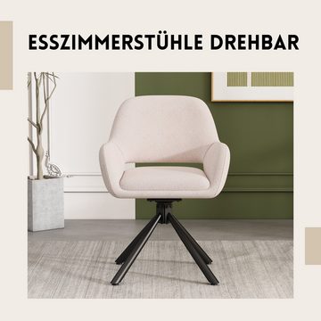 SeedWave Esszimmerstuhl Drehstuhl Esszimmer, Gepolstertem Armlehnstuhl Drehbar, weiß, Sherpa Fleece Bürostuhl, Küchenstuhl mit Rutschfester Stuhlfüße