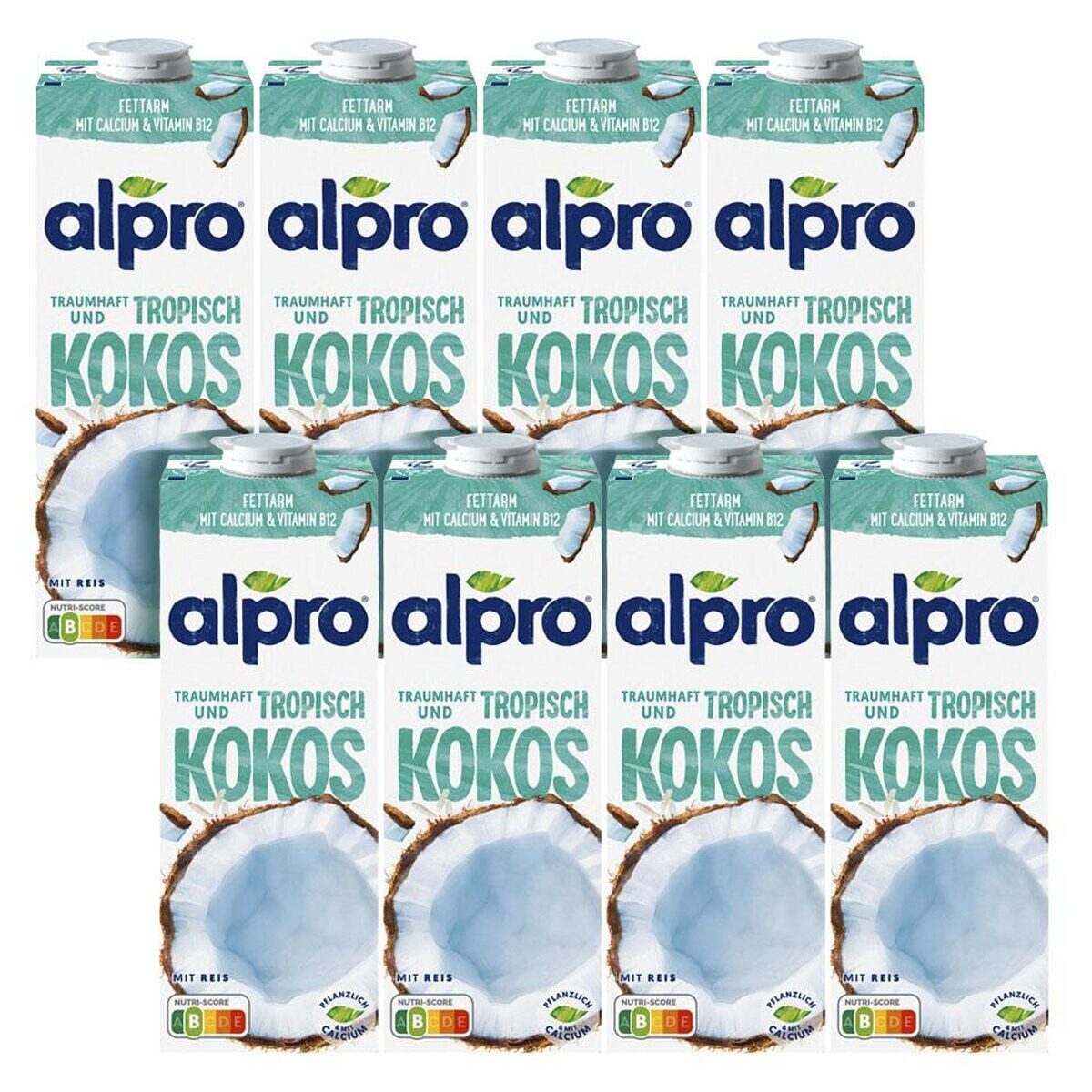Alpro Pflanzenmilch Kokosnussdrink Original, 8x 1 Liter Kokosdrink mit Reis – Bild 2 von 3