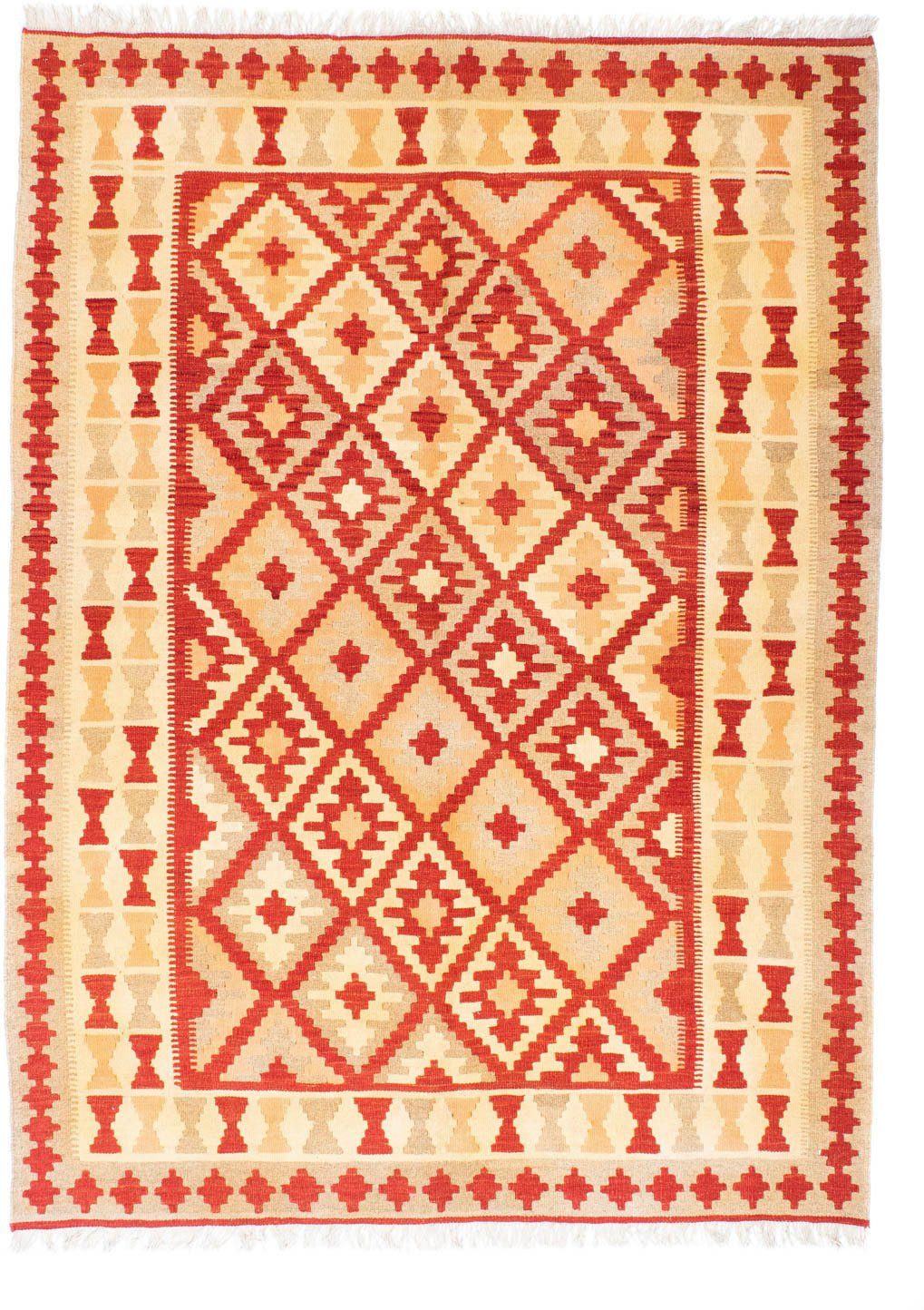 Wollteppich Kelim Fars Nomadisch Rosso 211 x 155 cm, morgenland, rechteckig, Höhe: 4 mm, OrientOptik