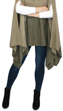 dy_mode Strickponcho Damen Strickponcho Zweifarbig Mit Weitem Rollkragen zweifarbig